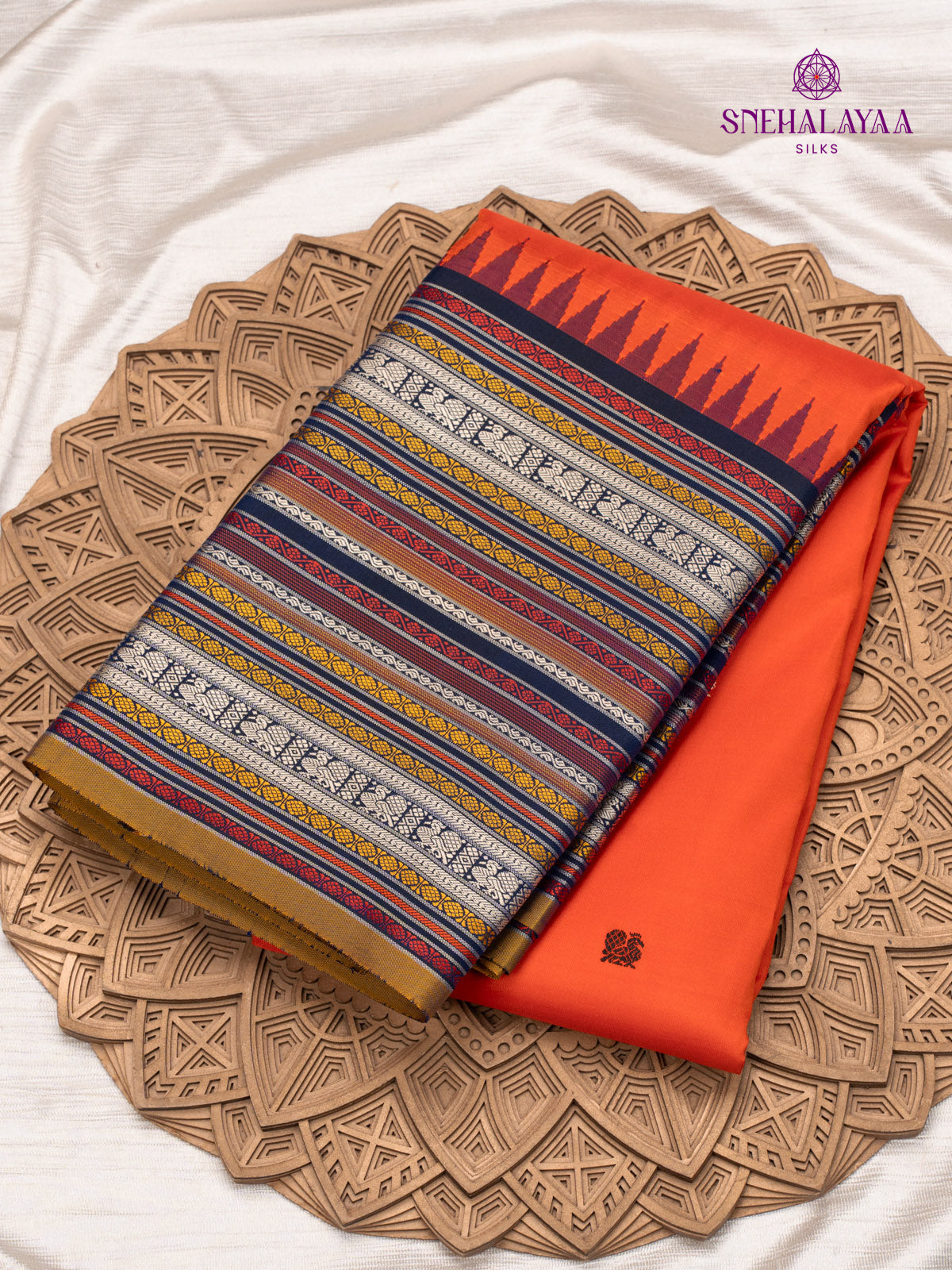 Rust Orange Kanjivaram Silk Saree