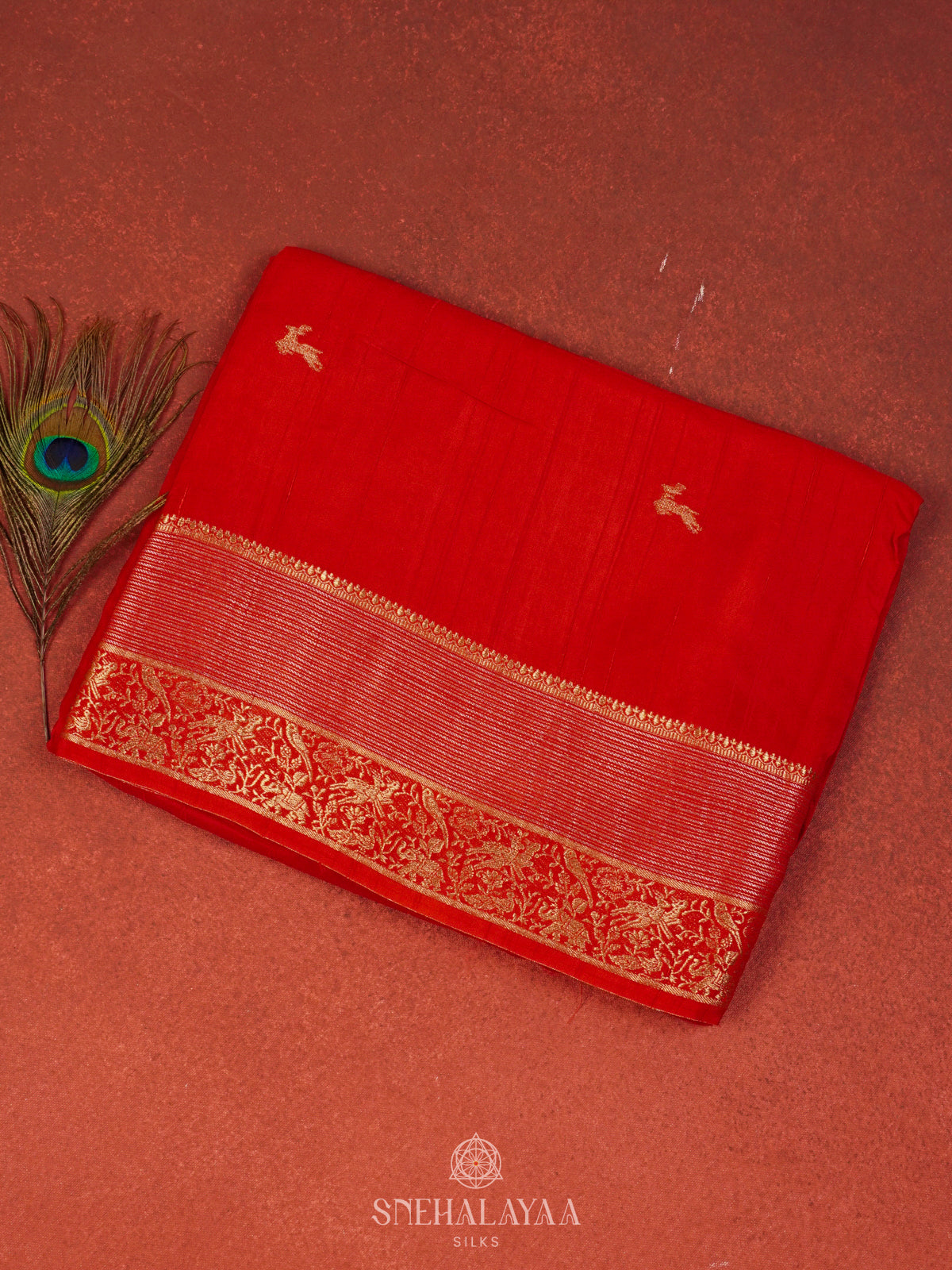 Rust Orange Banaras Saree