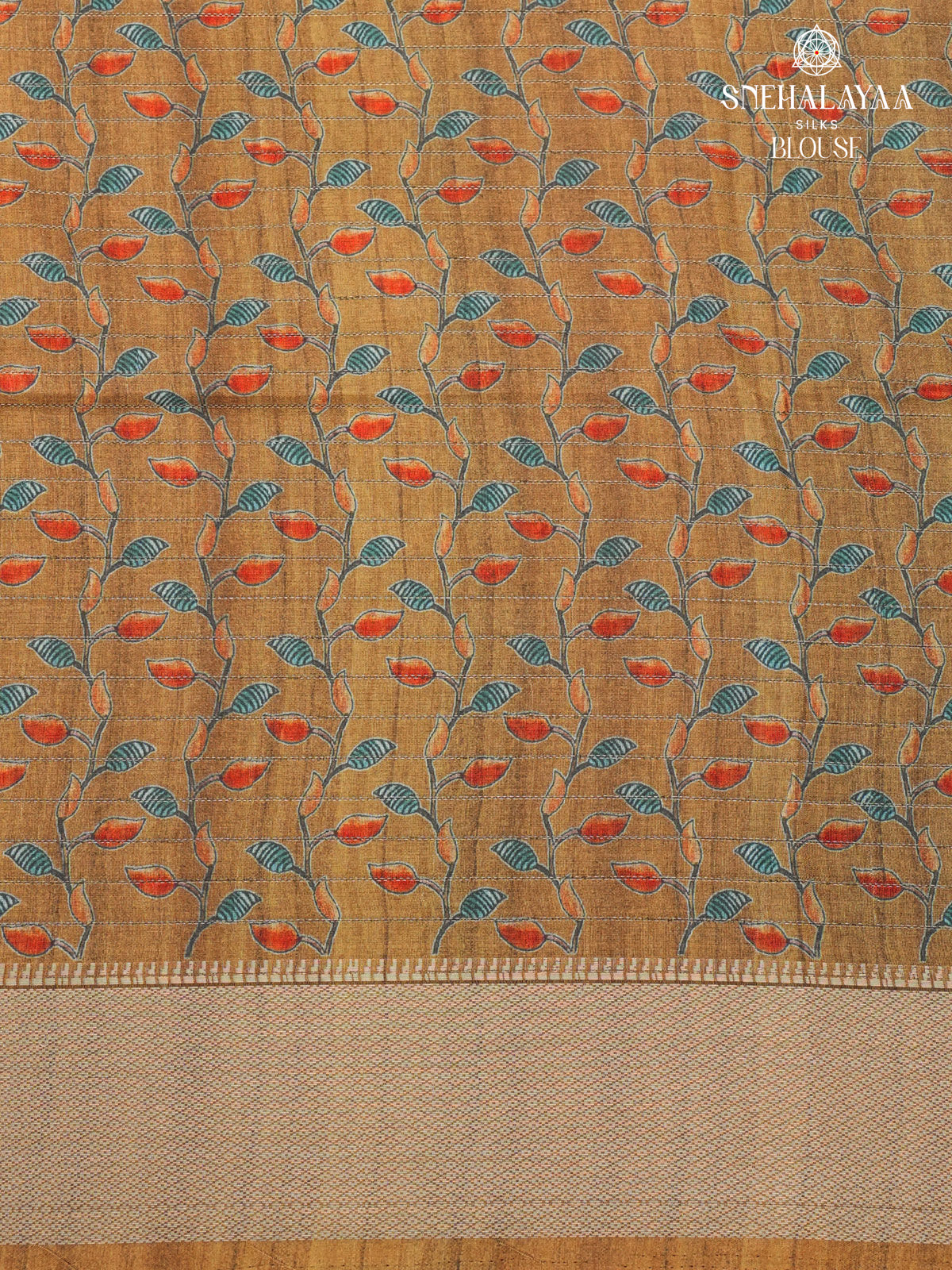 Grey Floral Printed Tussar Saree