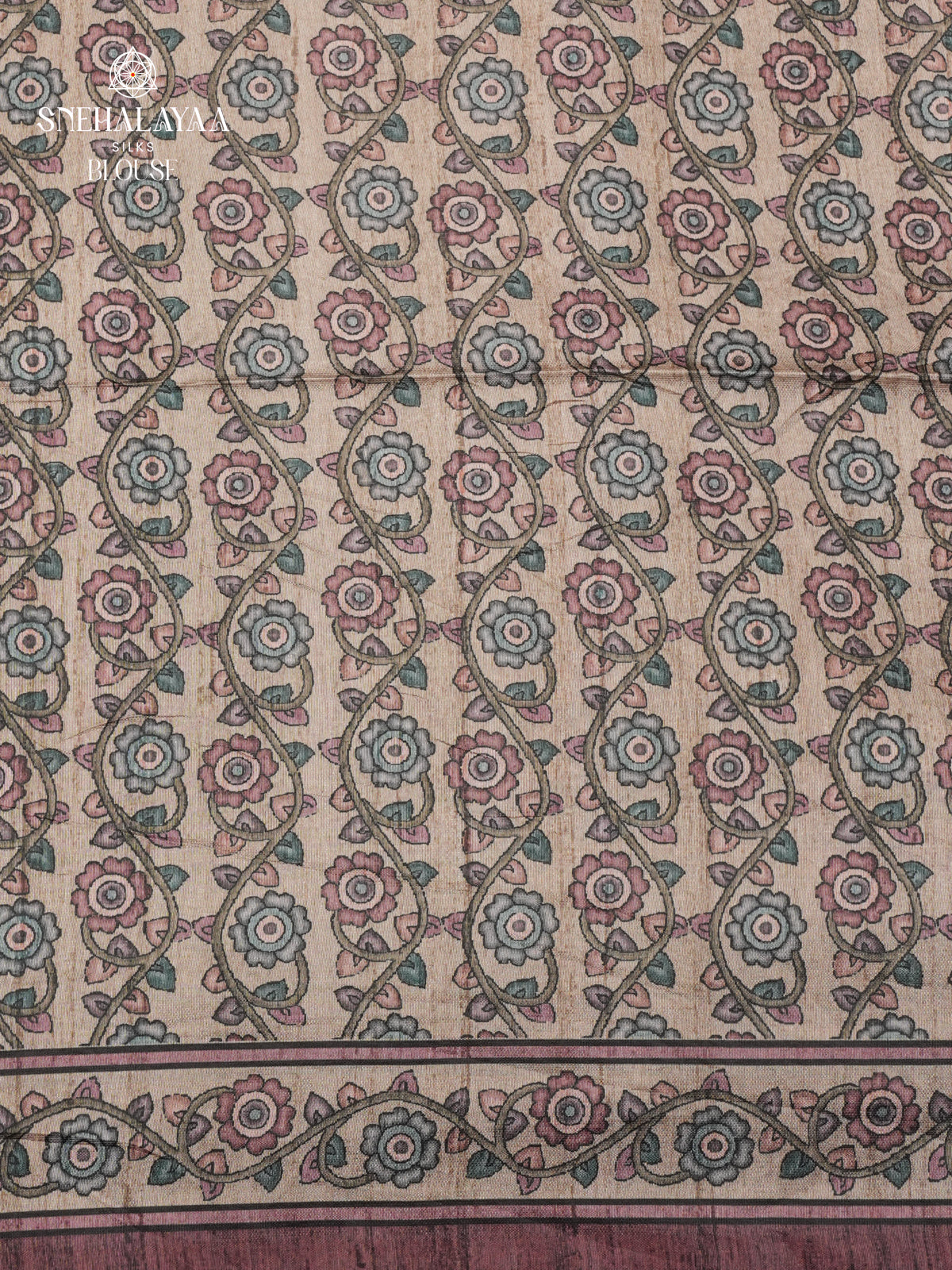 Brown Tussar Embroidery Saree