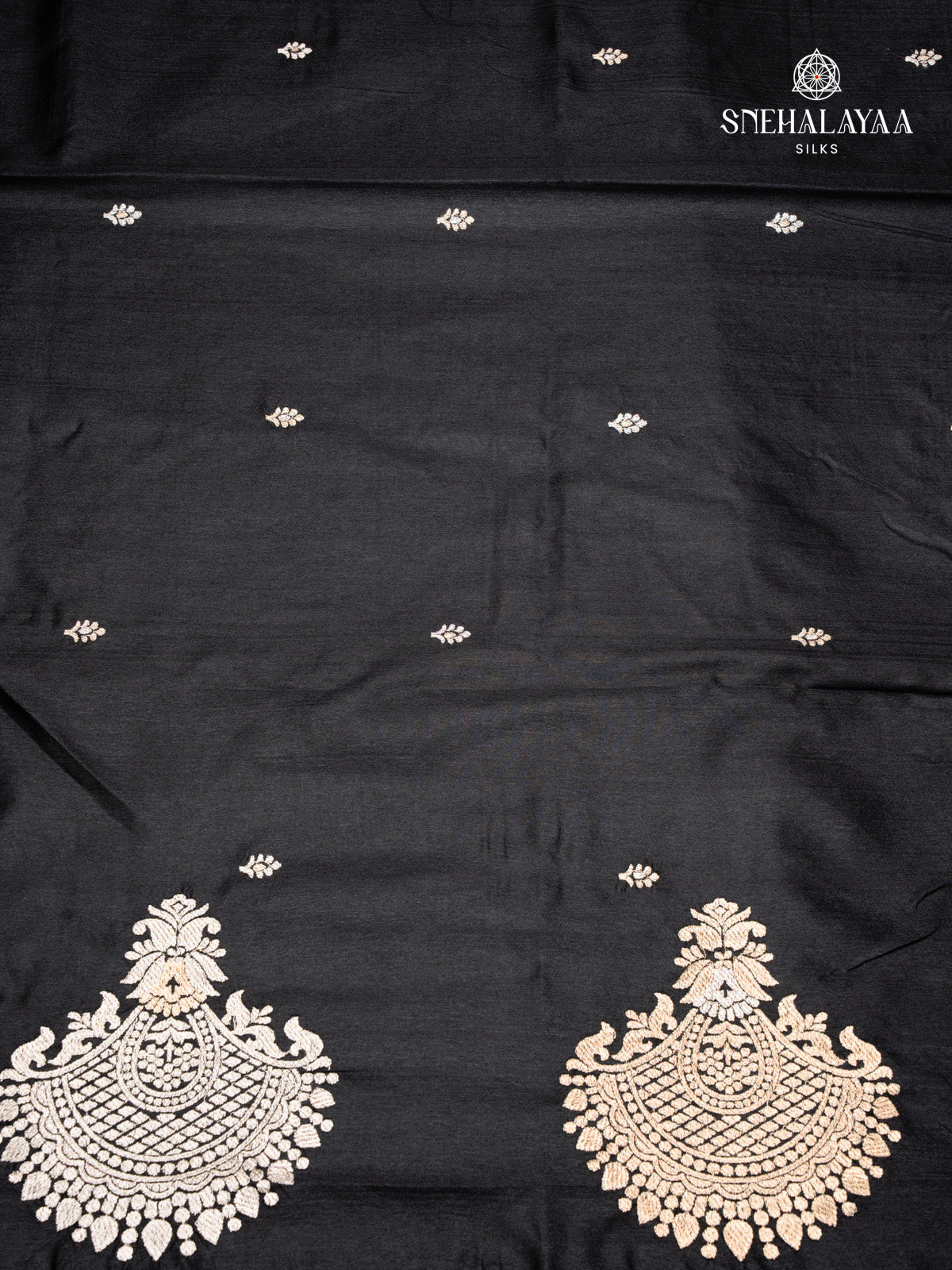Black Raw Silk Embroidery Saree