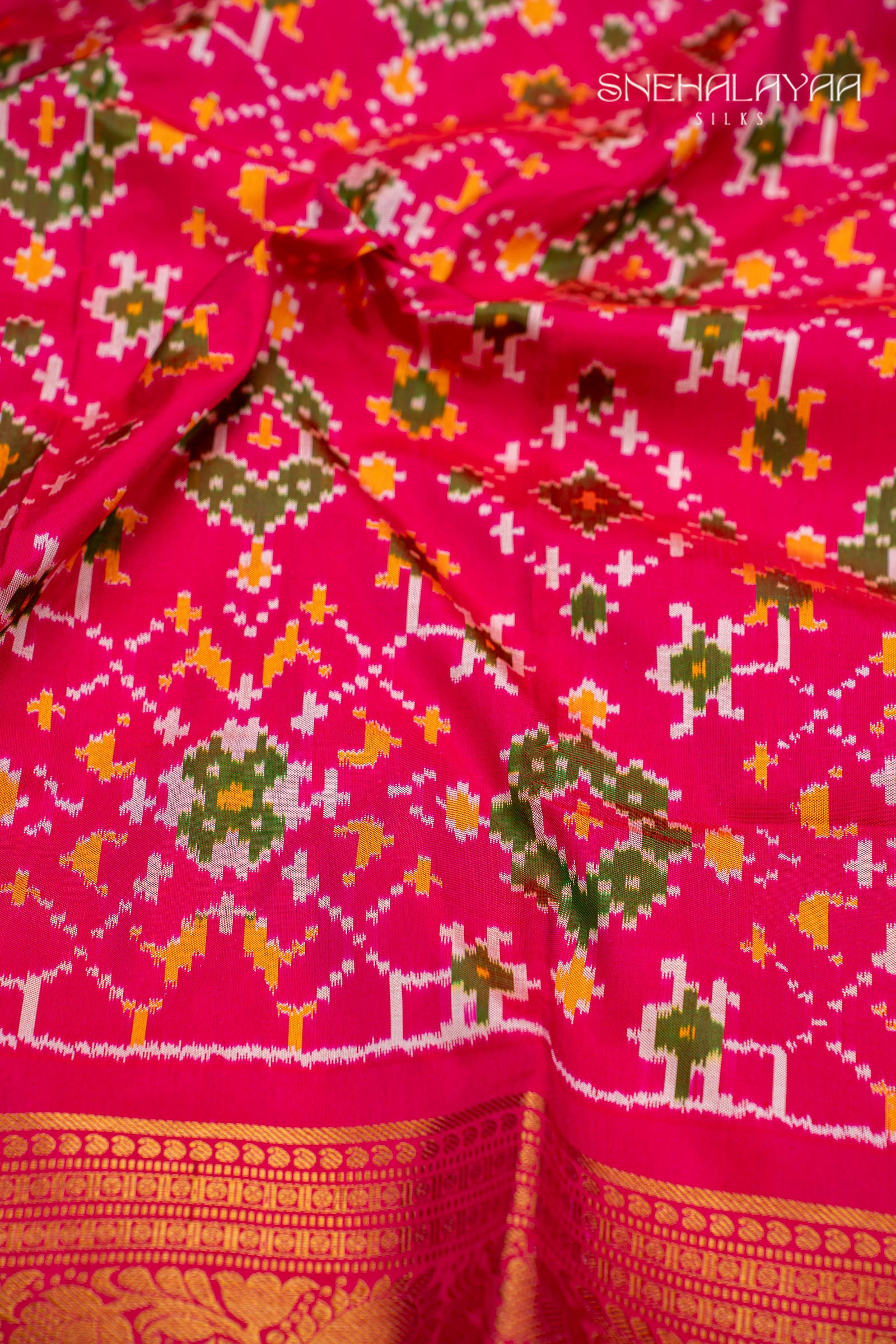 Rani Pink Ikat Silk Saree