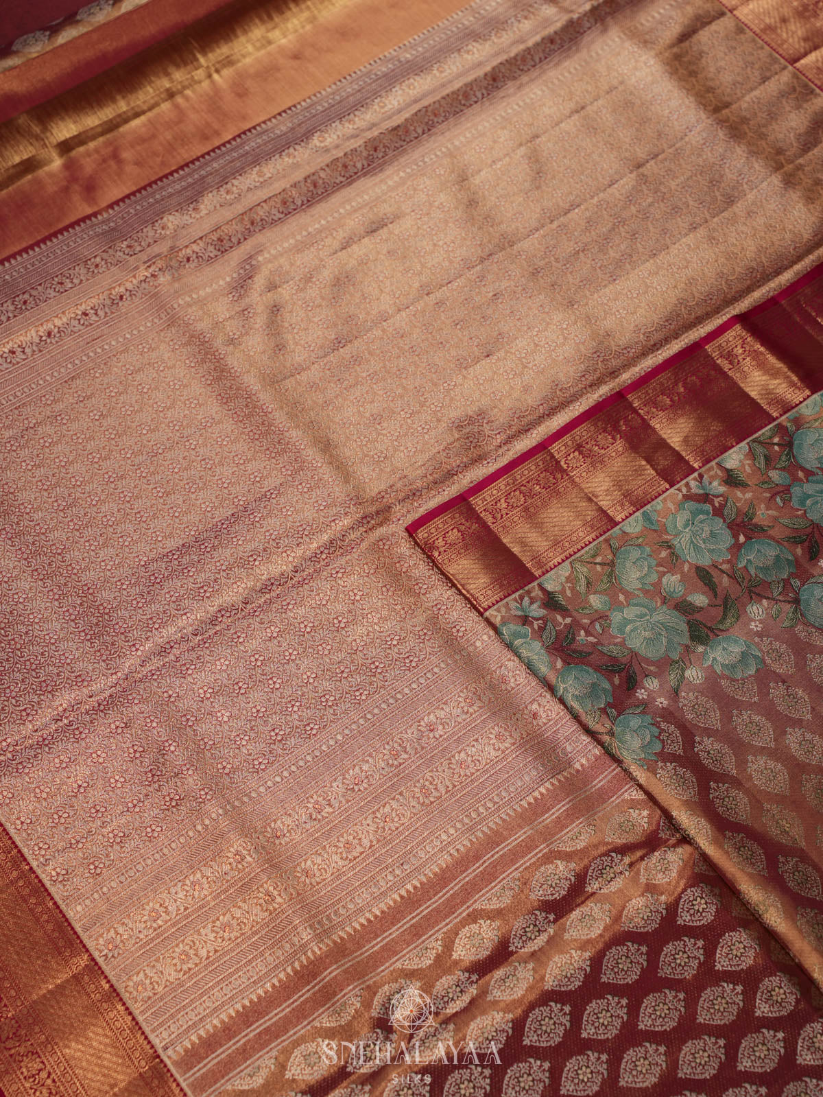 Peach Pink Kanjivaram Silk Saree