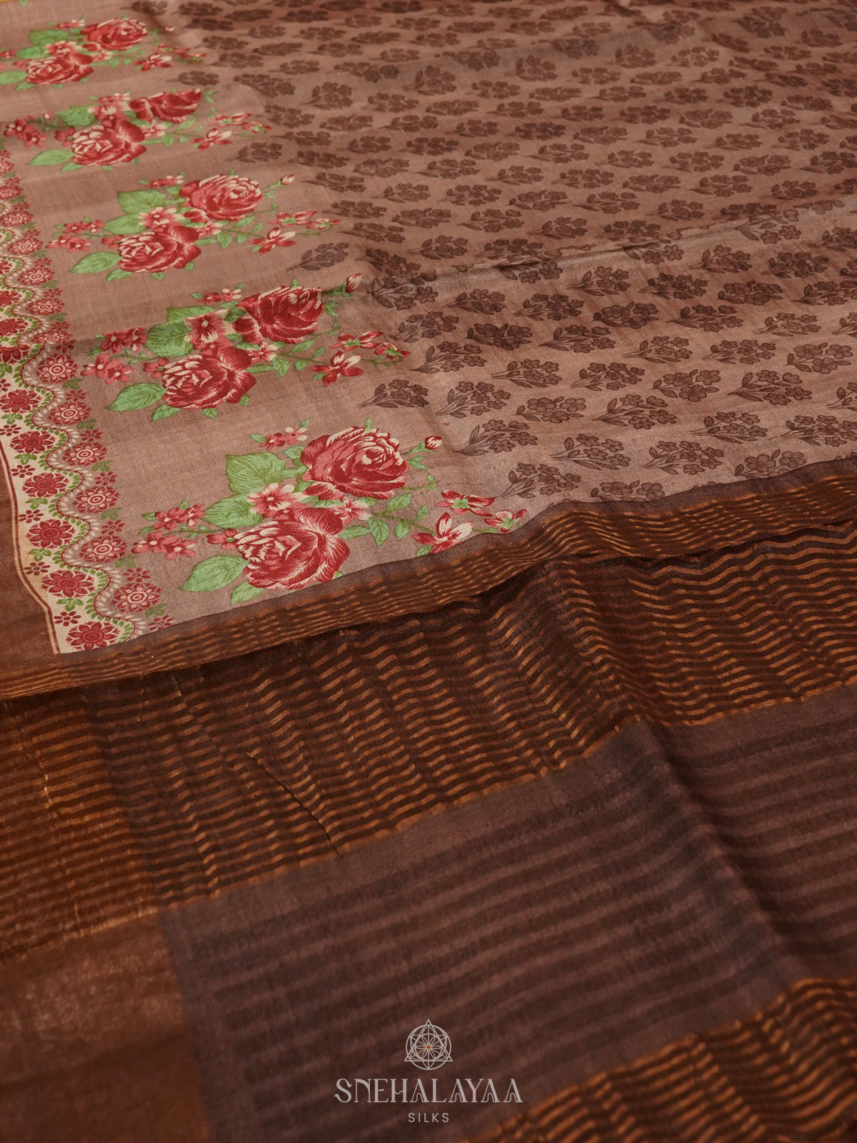 Brown Tussar Saree