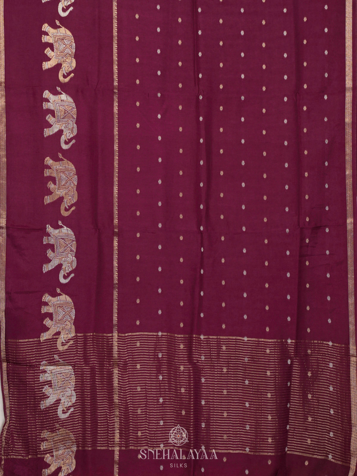 Burgundy Banaras Dola Silk Saree