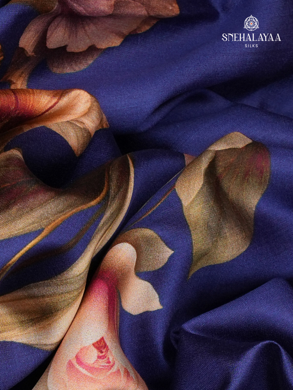 Navy Blue Chiniya Silk Saree