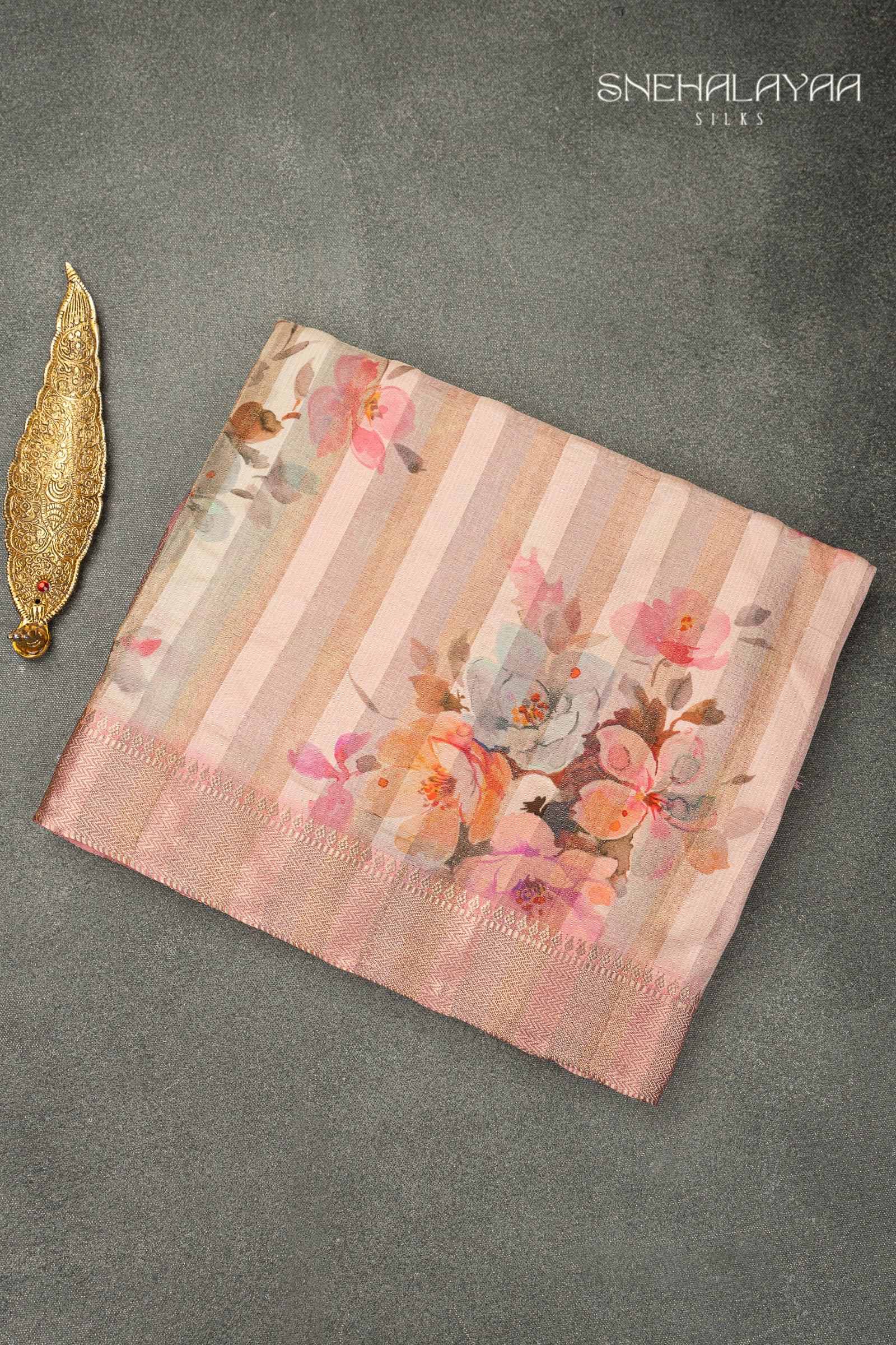 Rose Pink Banaras Crepe Saree