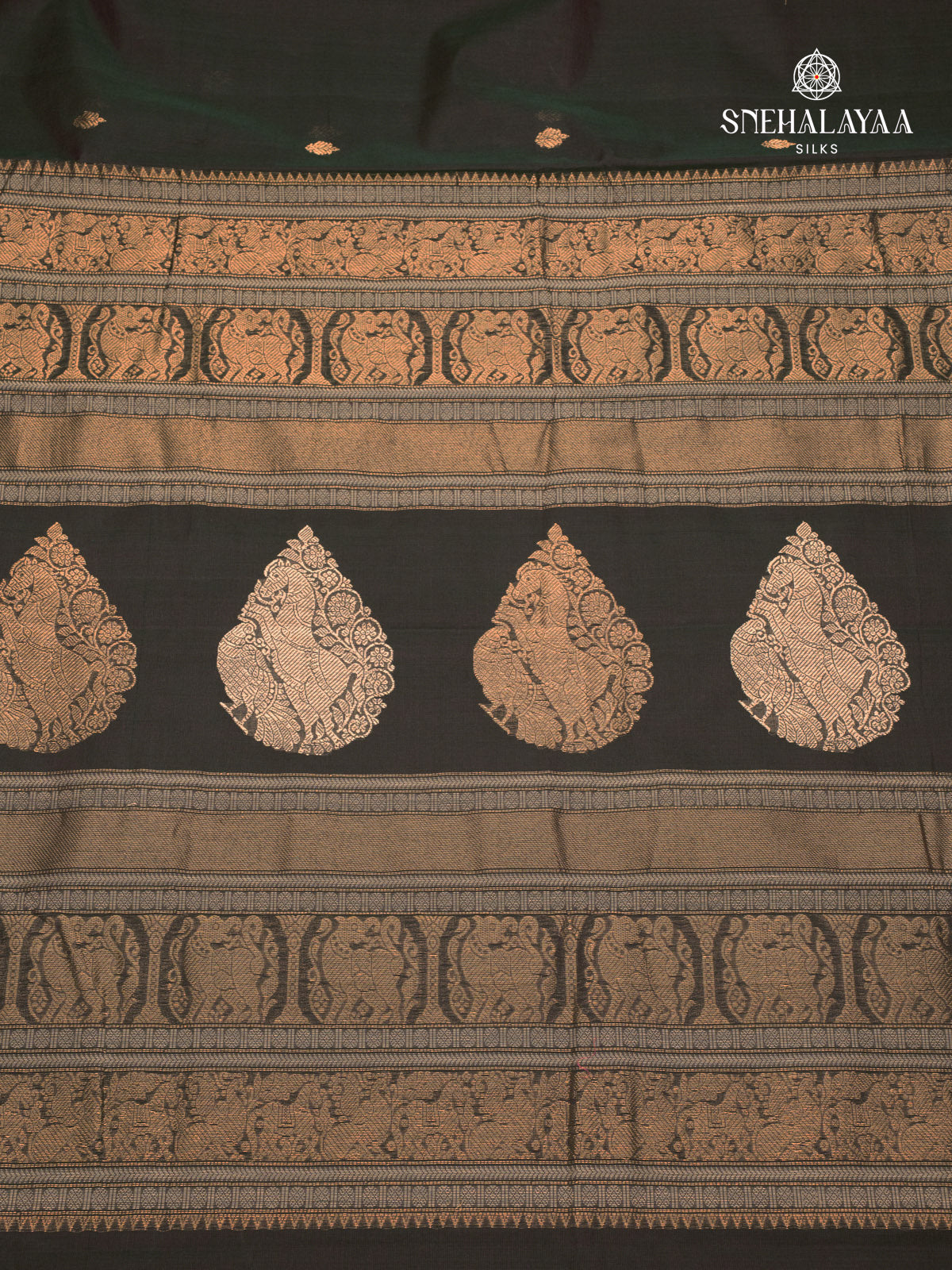 Forest Green Pure Kanchi Cotton Saree