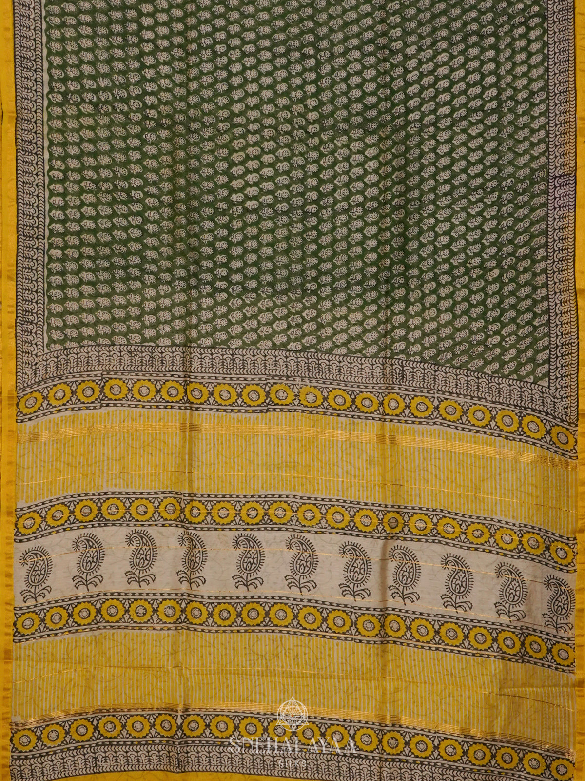 Olive Green Chanderi Saree