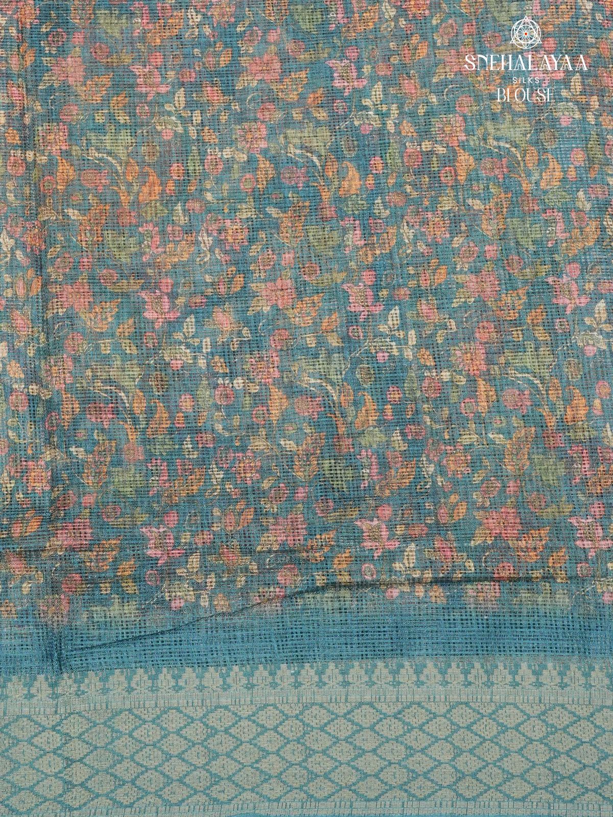 Blue Printed Kota Saree