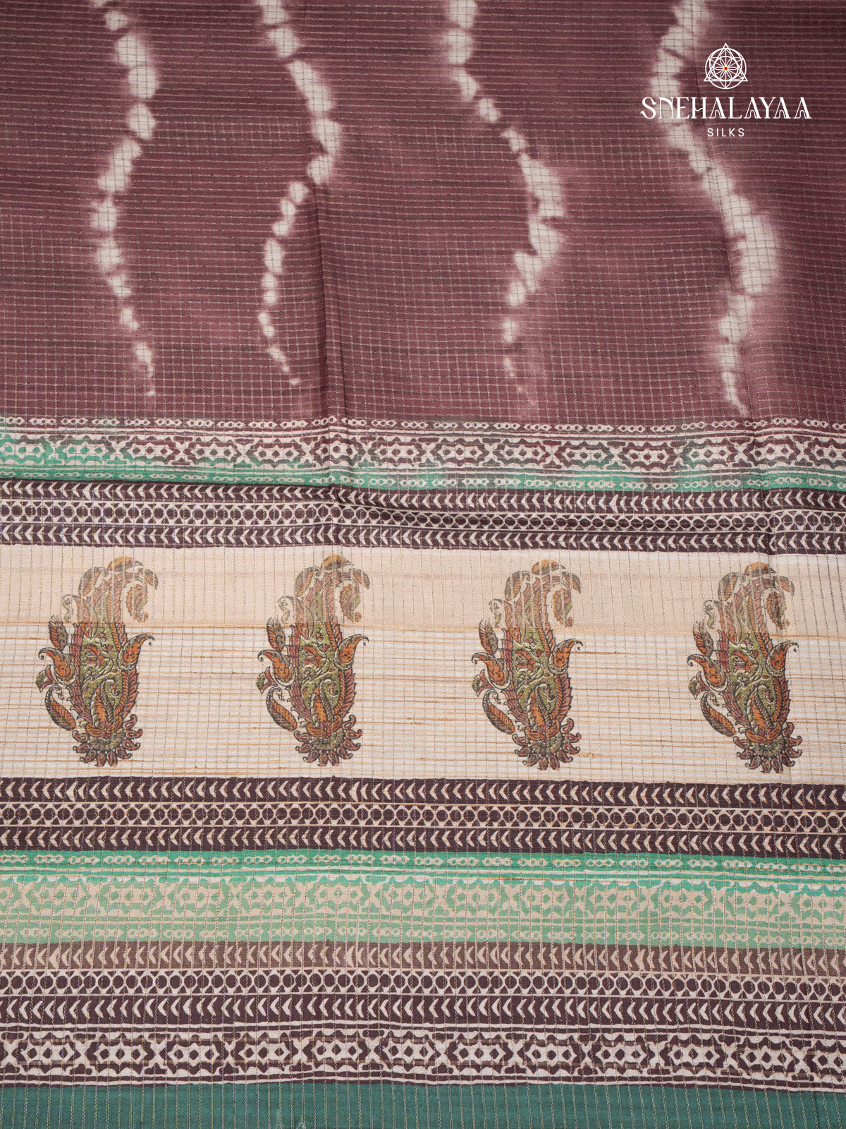 Burgundy Tussar Saree