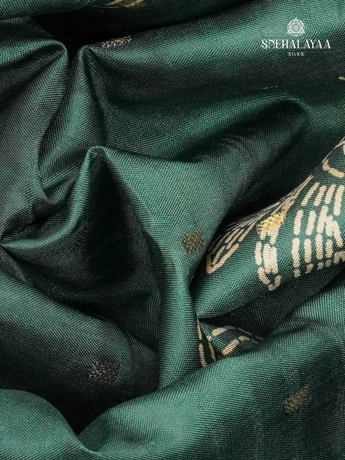 Green Floral Printed Tussar Saree