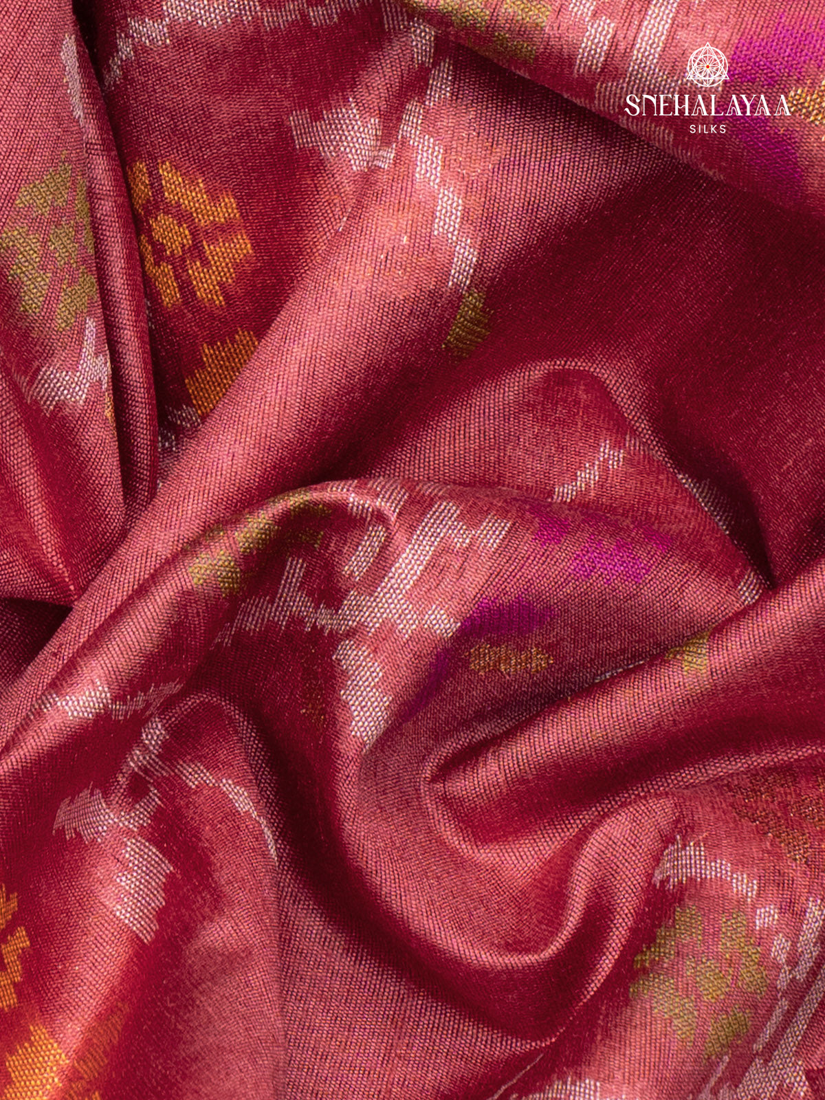 Pink Ikat Silk Saree
