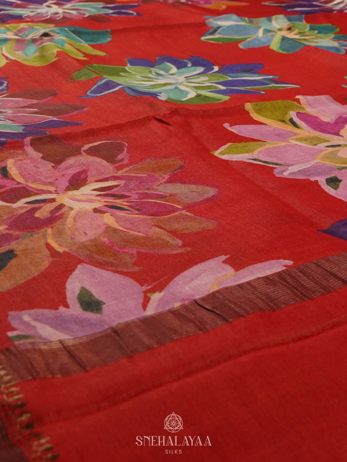 Red Tussar Saree