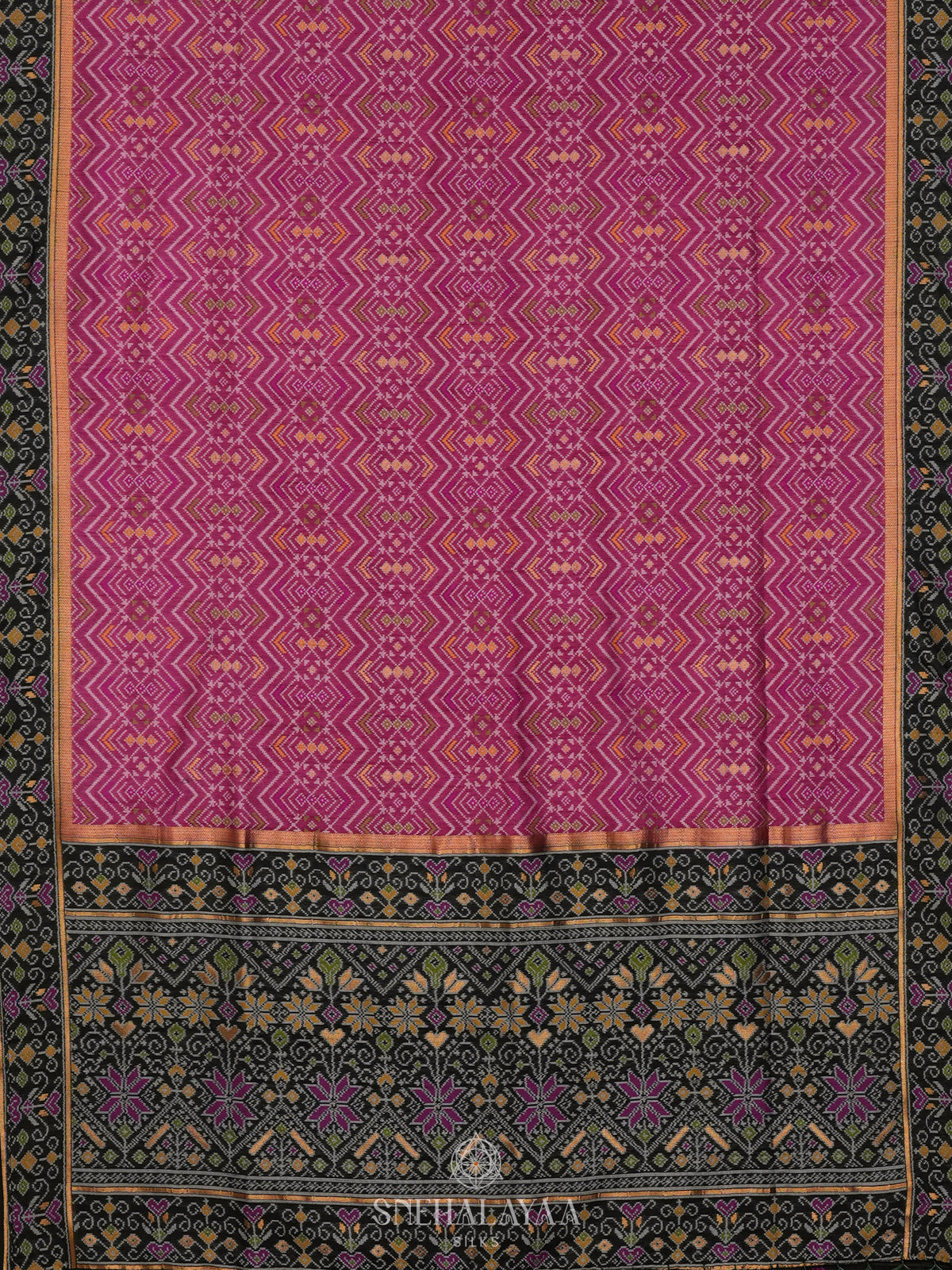 Pink Ikat Silk Saree