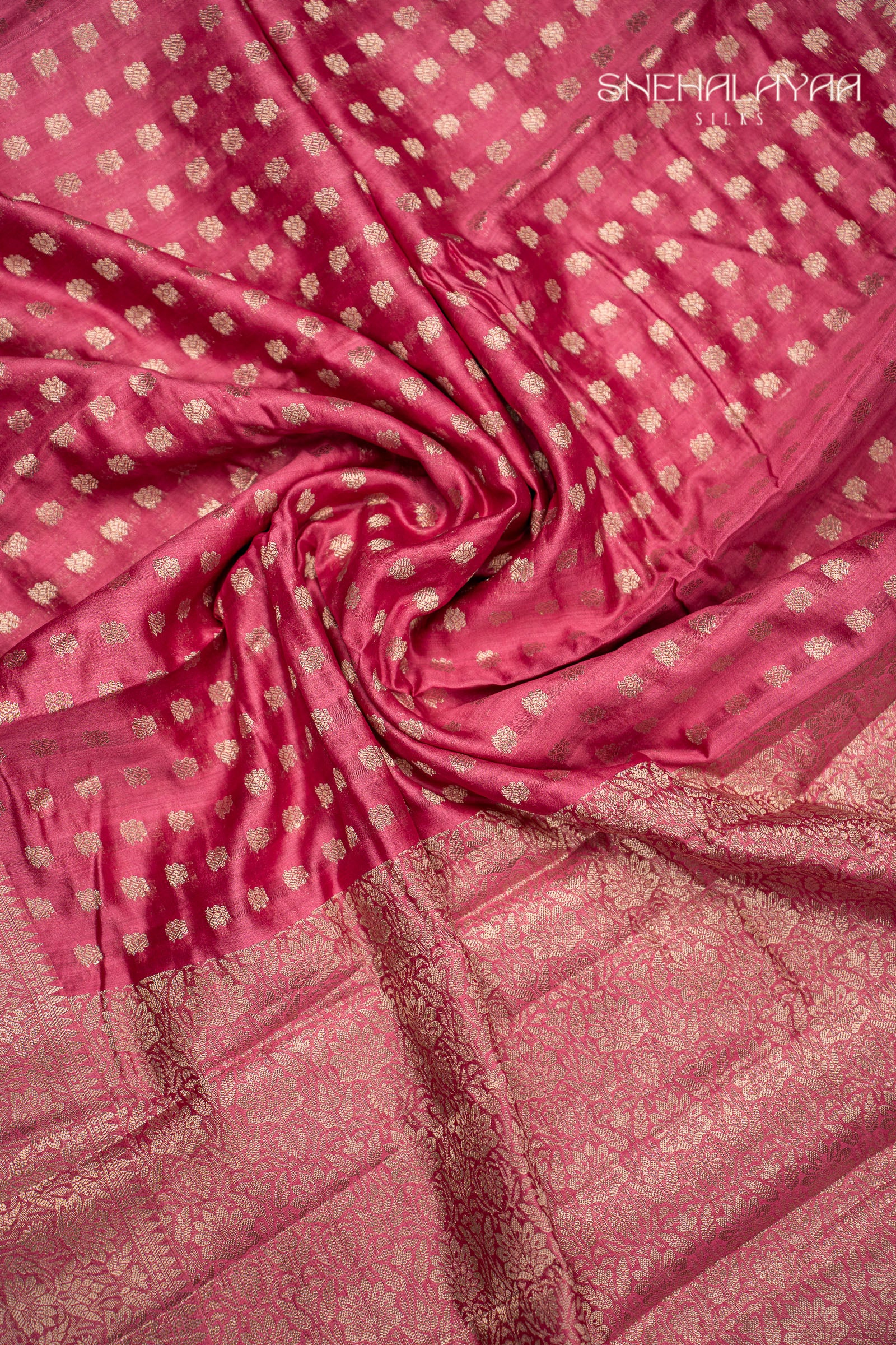 Rouge Pink Banaras Dupion Silk Saree