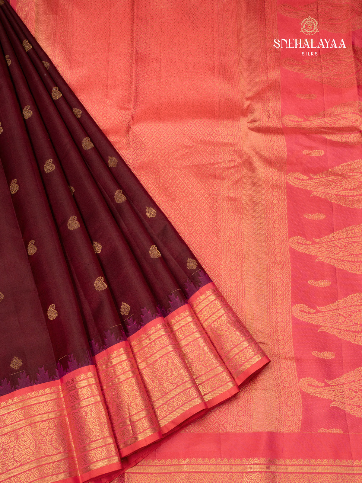 Brown Gadwal Silk Saree