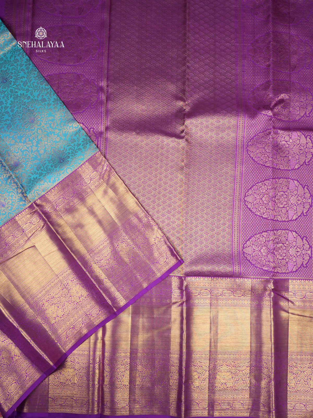 Peacock Blue Kanjivaram Silk Saree