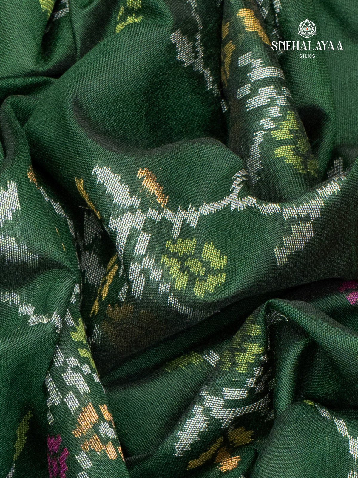 Green Ikat Silk Saree