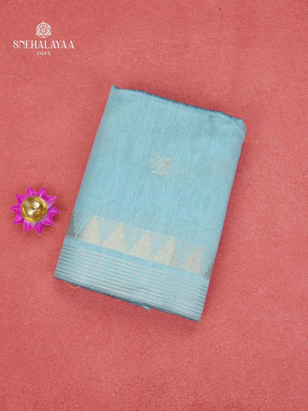 Ice Blue Bamboo Silk Saree