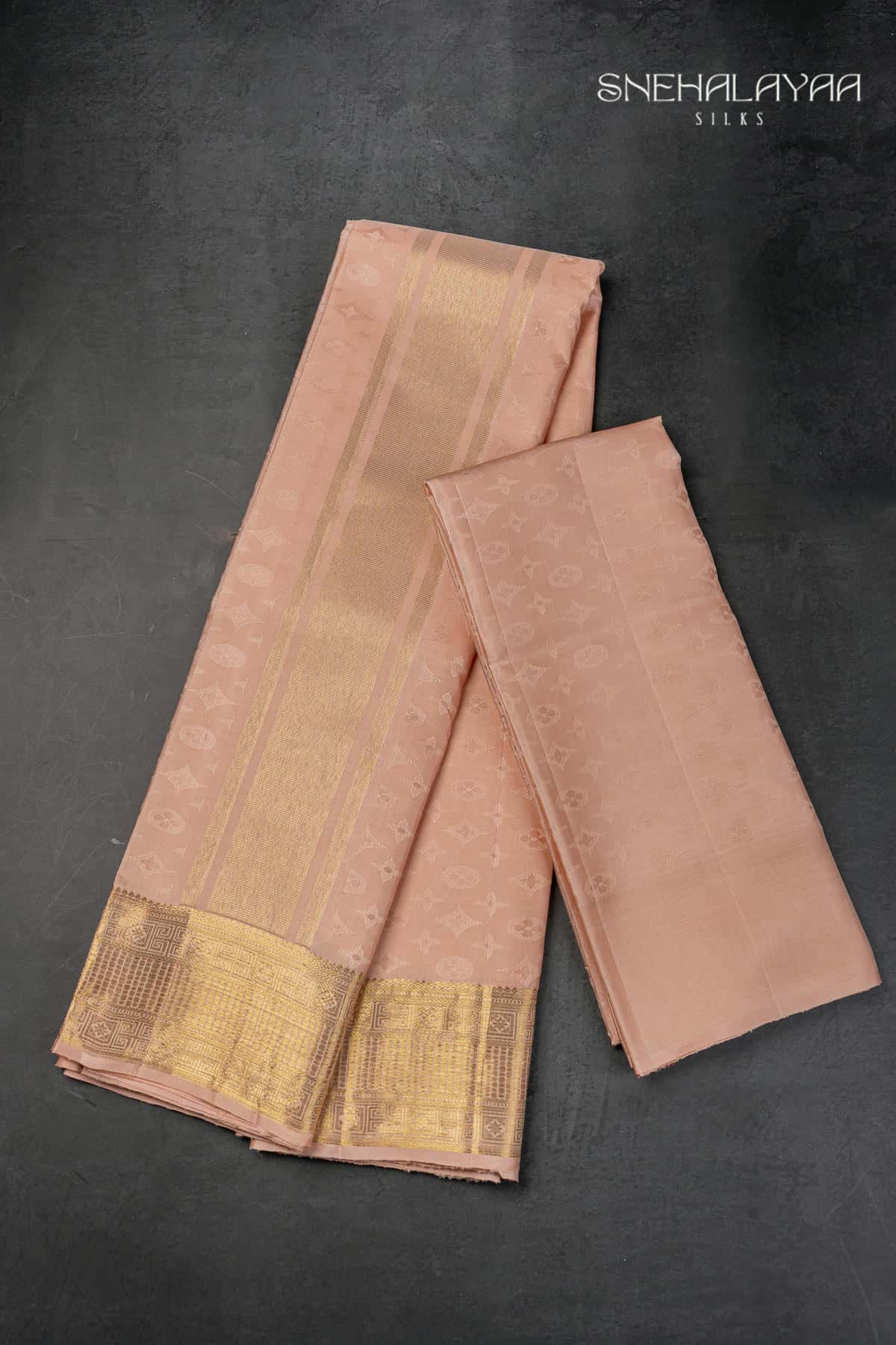 Peach Silk Dhoti Set