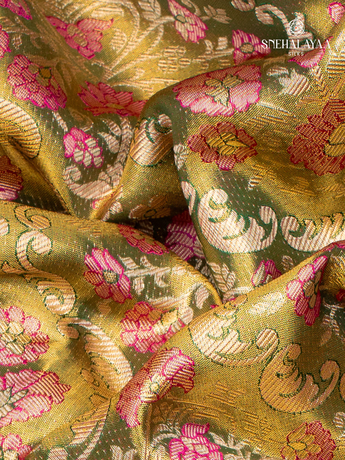 Olive Green Kanjivaram Silk Saree