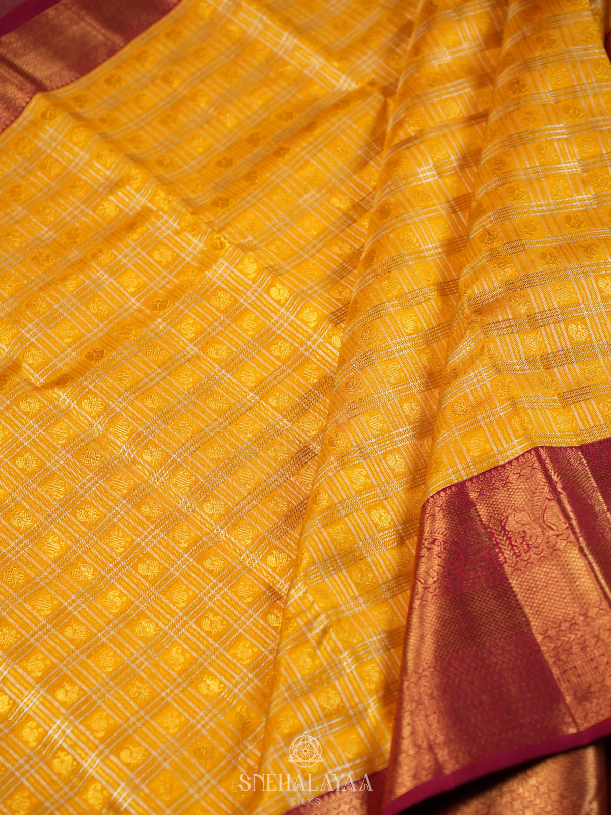 Mango Yellow Kanjivaram Silk Saree