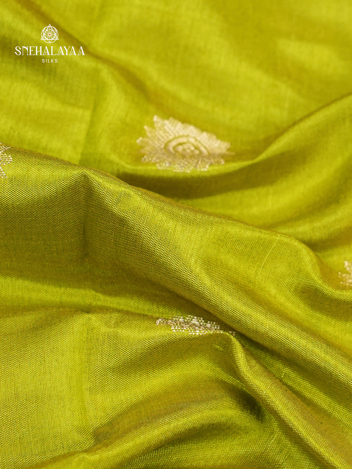 Lime Green Raw Silk Saree