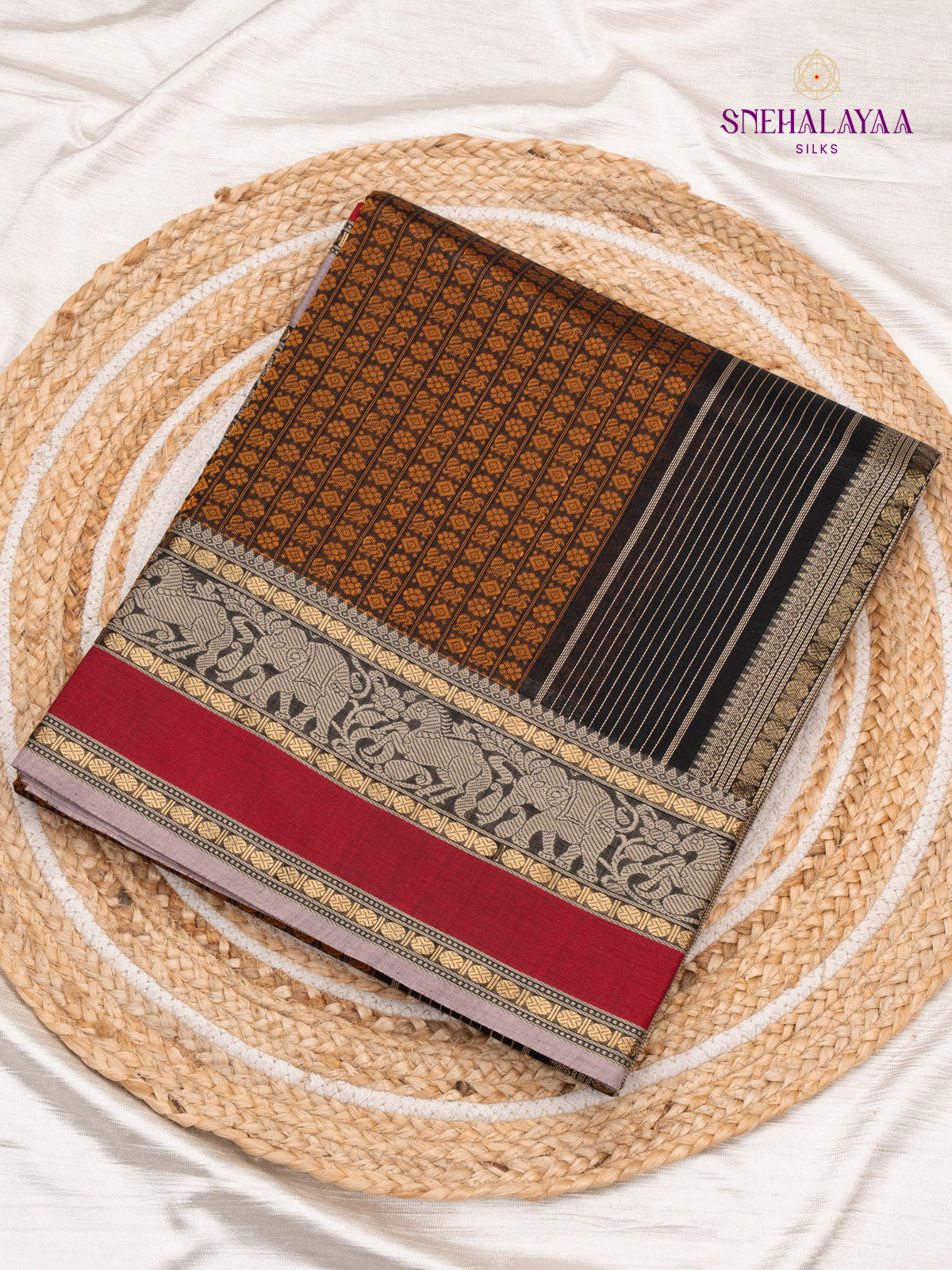 Brown Kanchi Cotton Saree