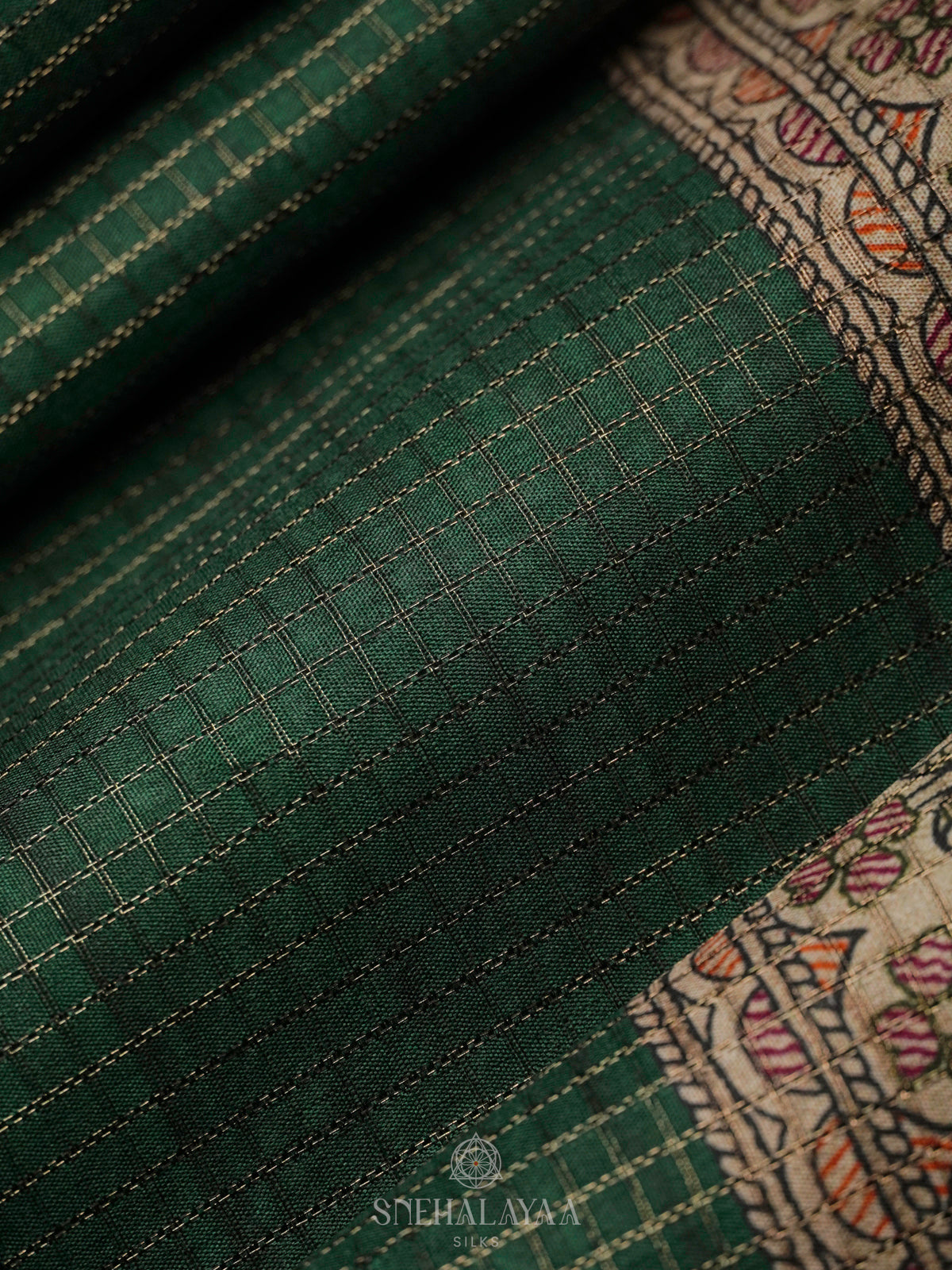 Forest Green Tussar Saree