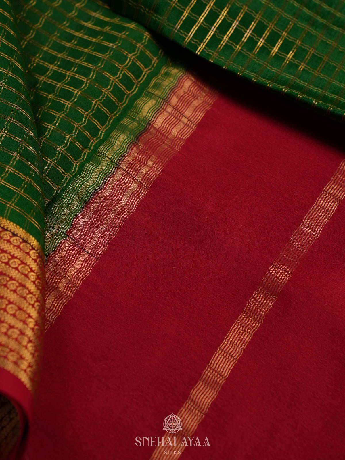 Bottle Green Mysore Silk Saree