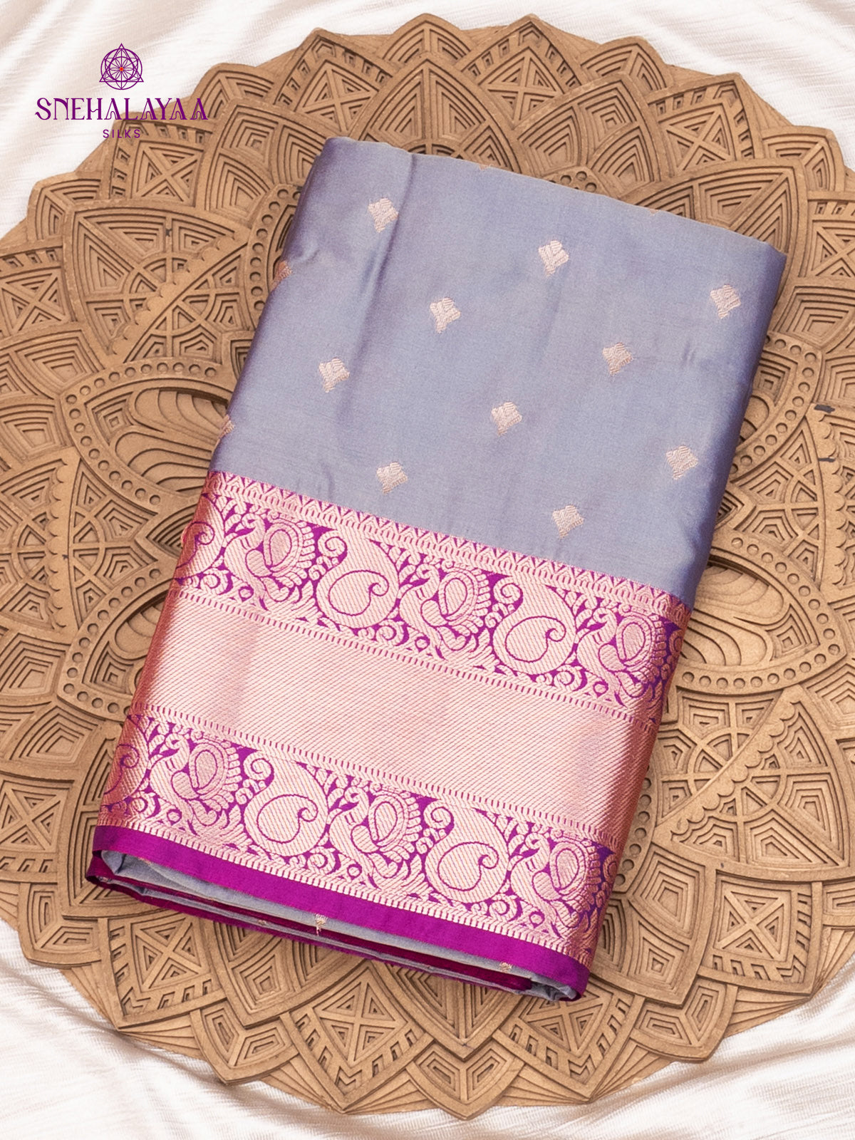 Grey Soft Silk Saree