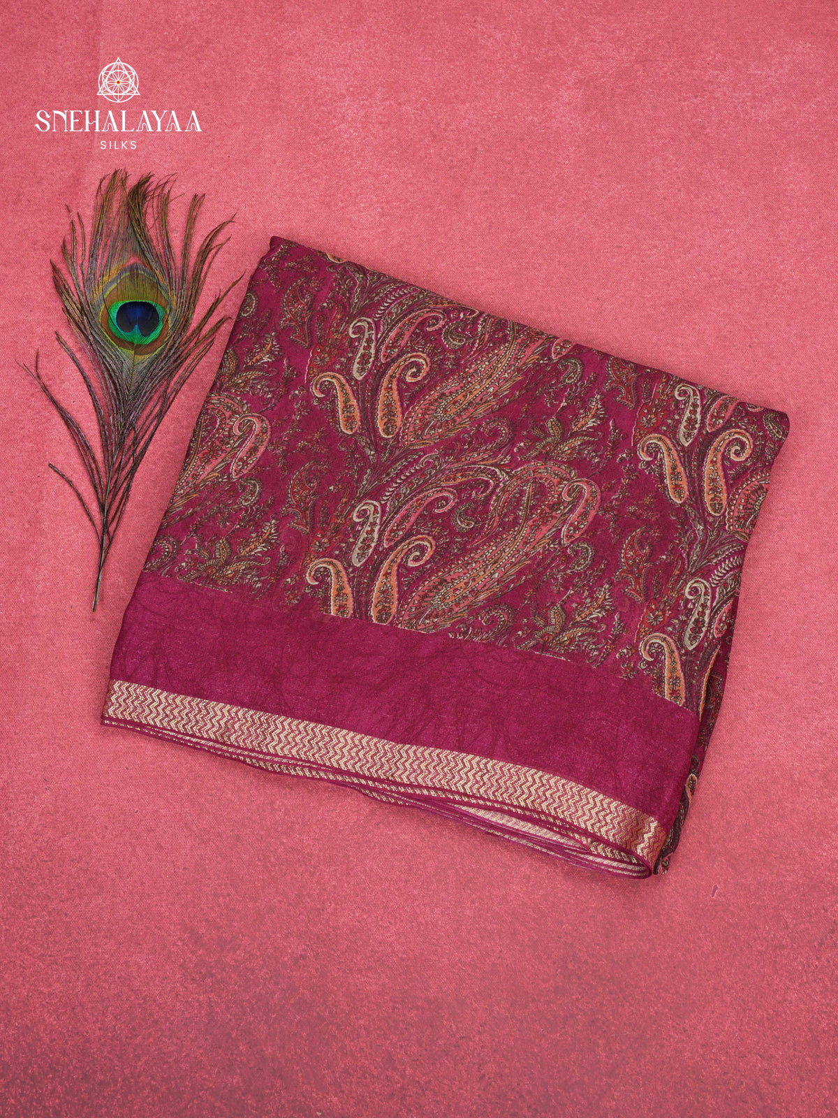 Maroon Chiffon Saree