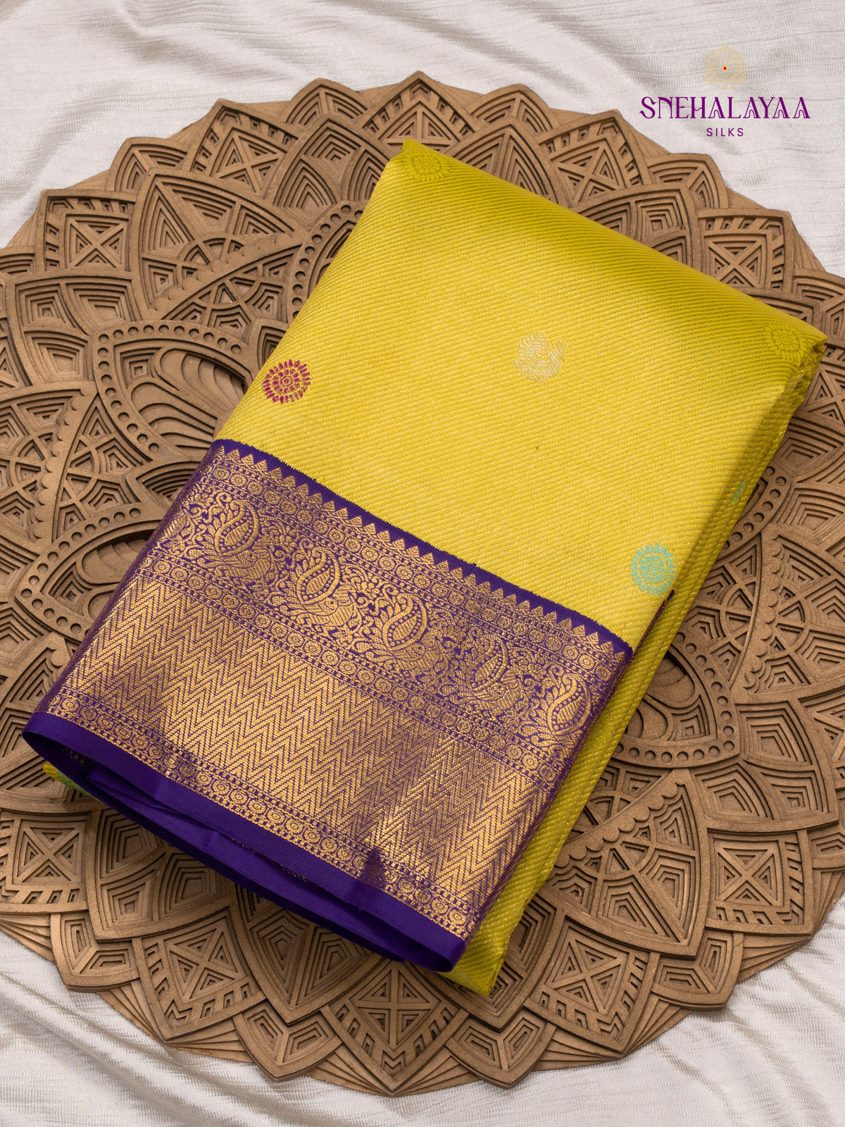 Lemon Green Korvai Kanjivaram Silk Saree