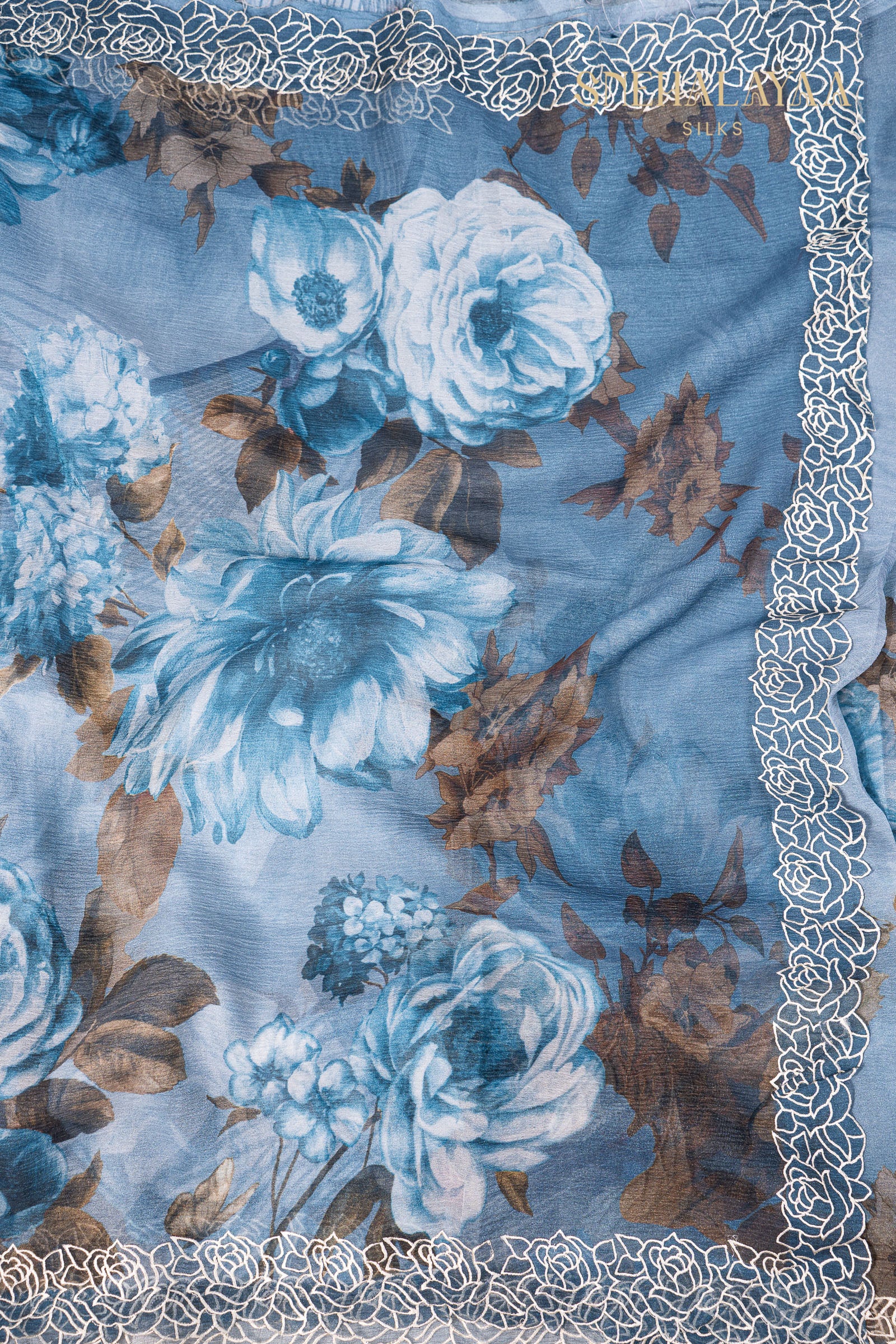 Sapphire Blue Crush Saree