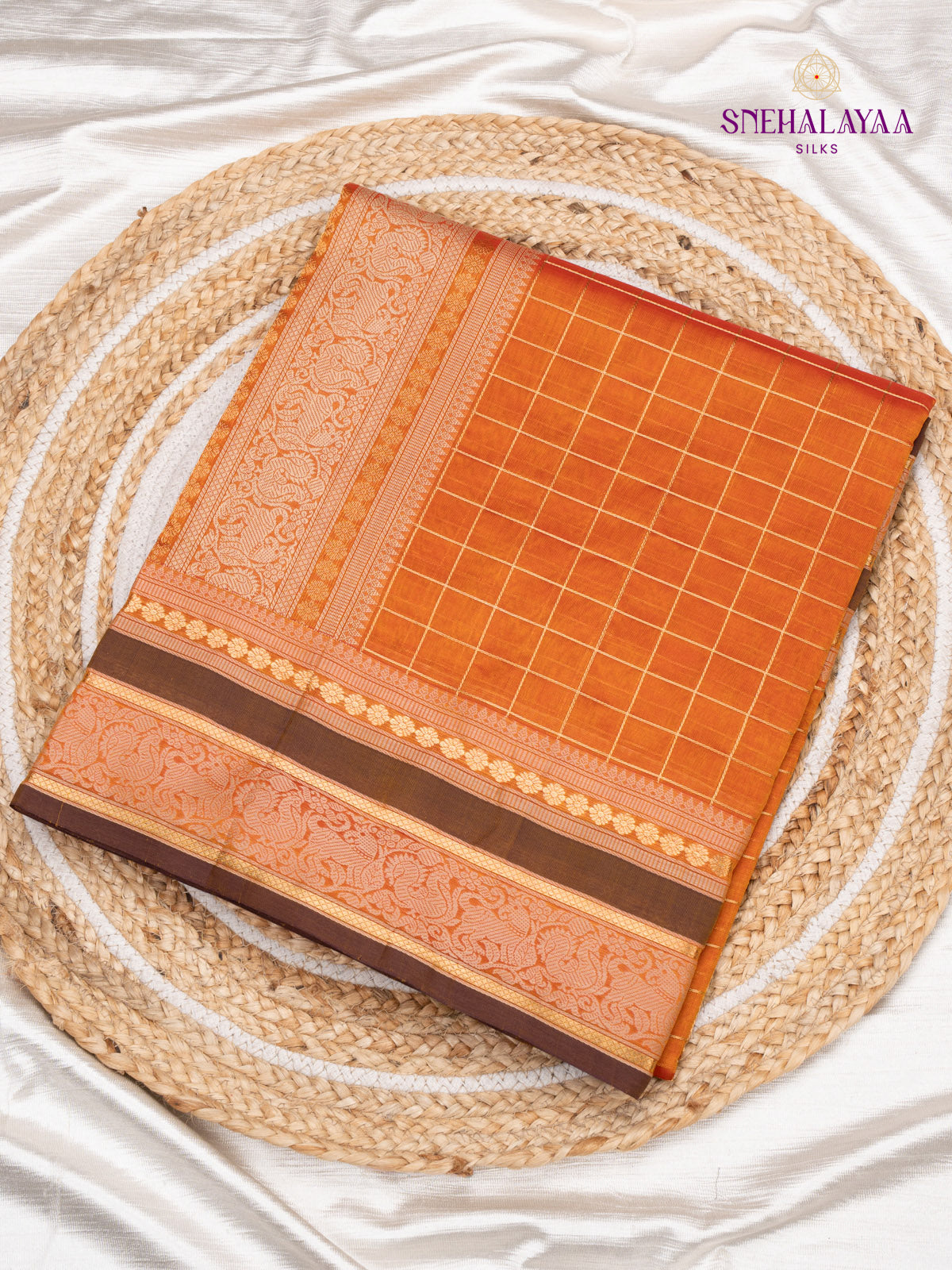 Orange Kanchi Silk Cotton Saree