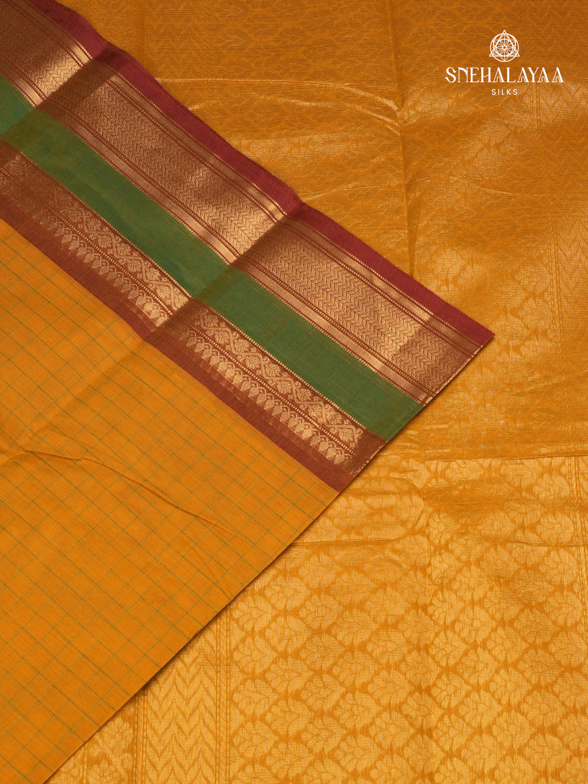 Mustard Yellow Kanchi Cotton Saree