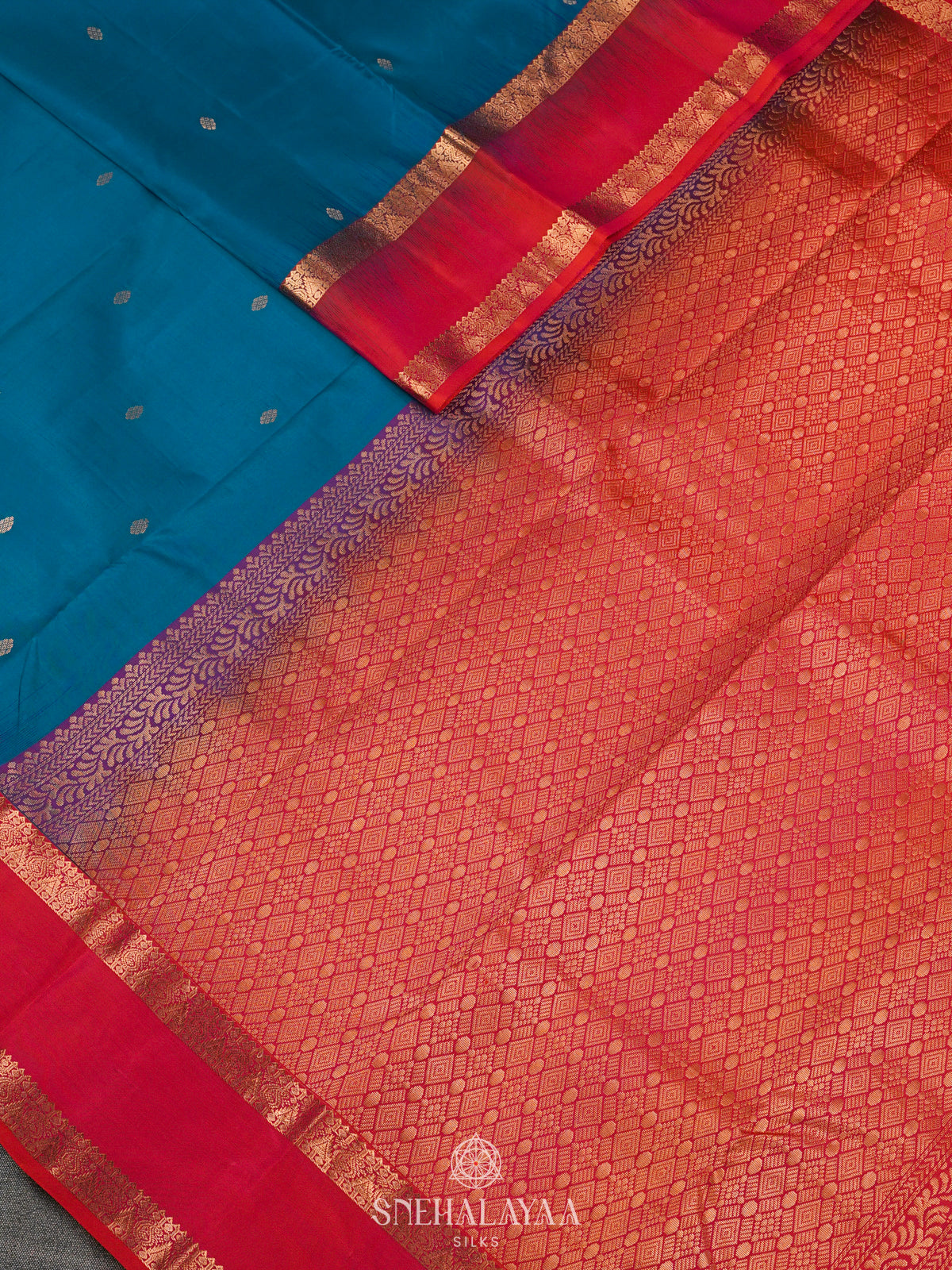 Peacock Blue Kanjivaram Silk Saree