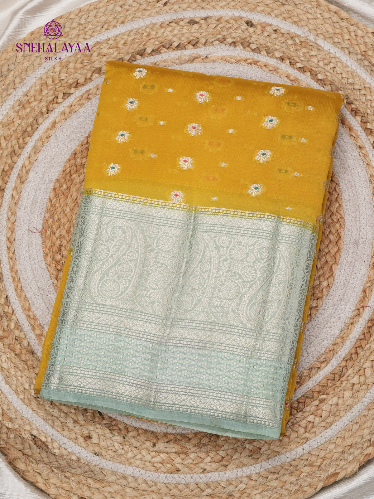 Mustard Yellow Banaras Dupion Silk Saree