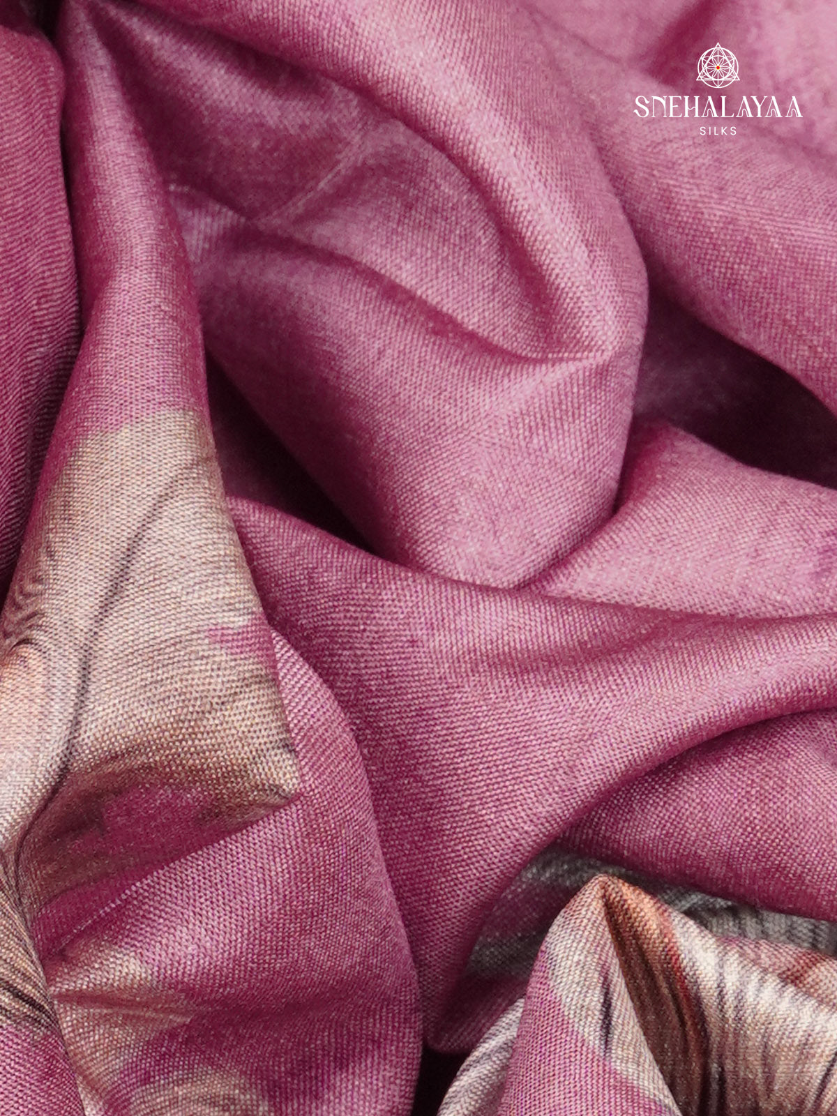 Magenta Floral Printed Tussar Saree