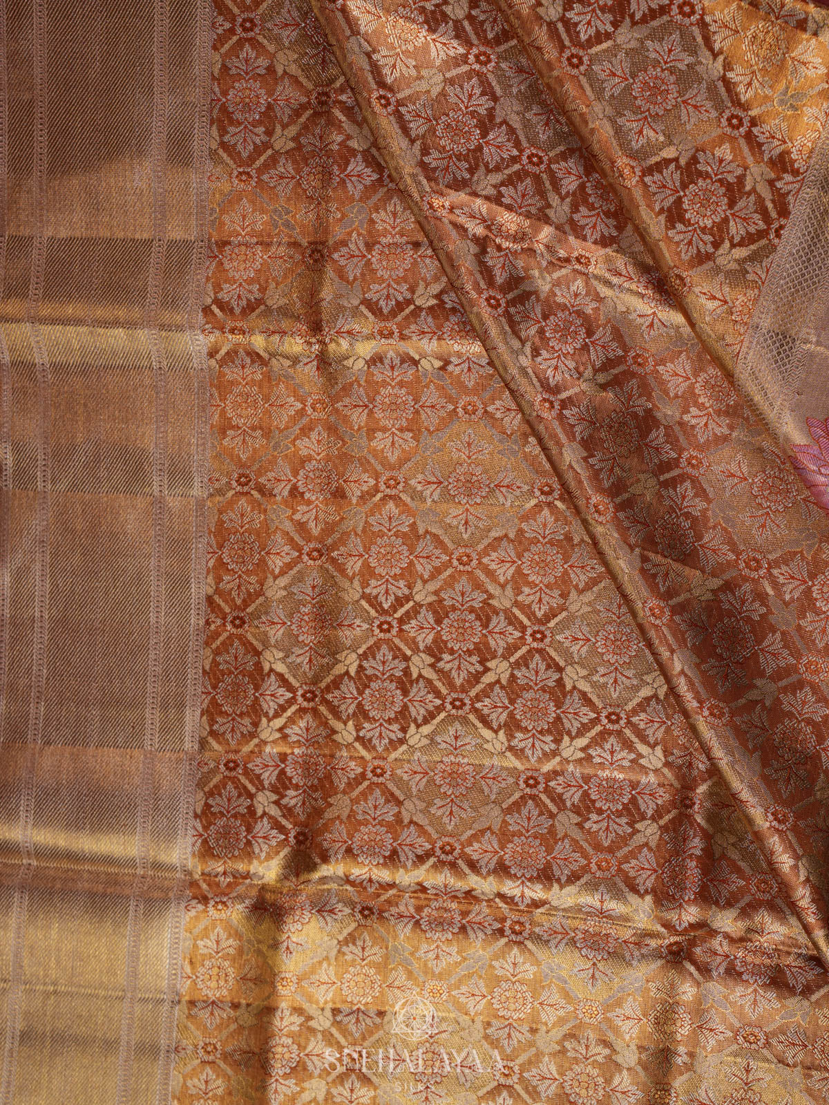 Golden Kanjivaram Silk Saree