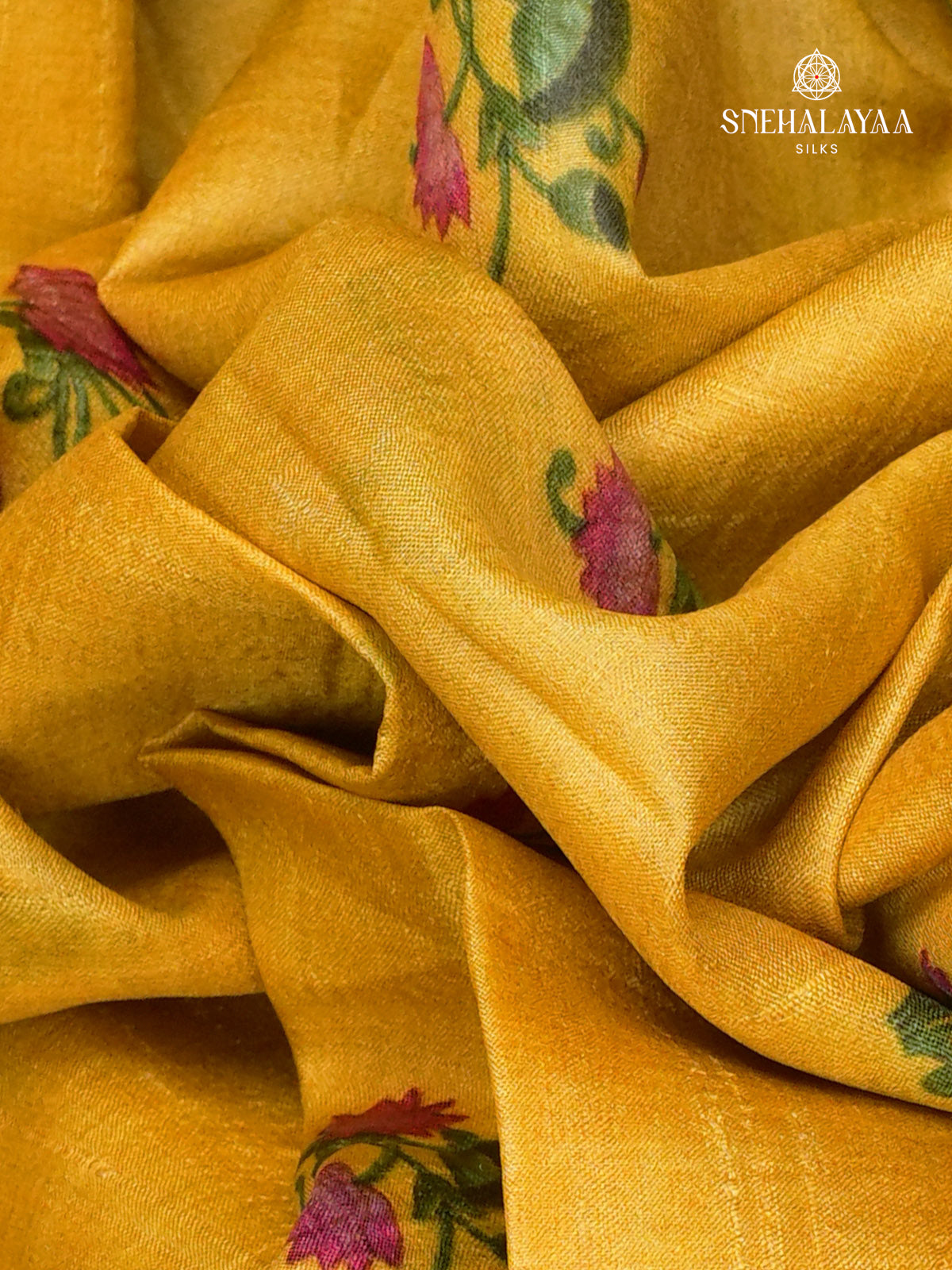 Yellow Tussar Silk Saree
