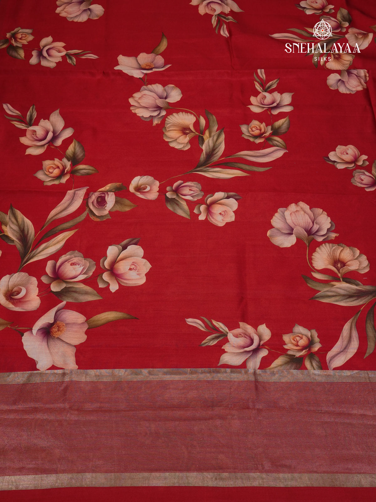 Red Chiniya Silk Saree