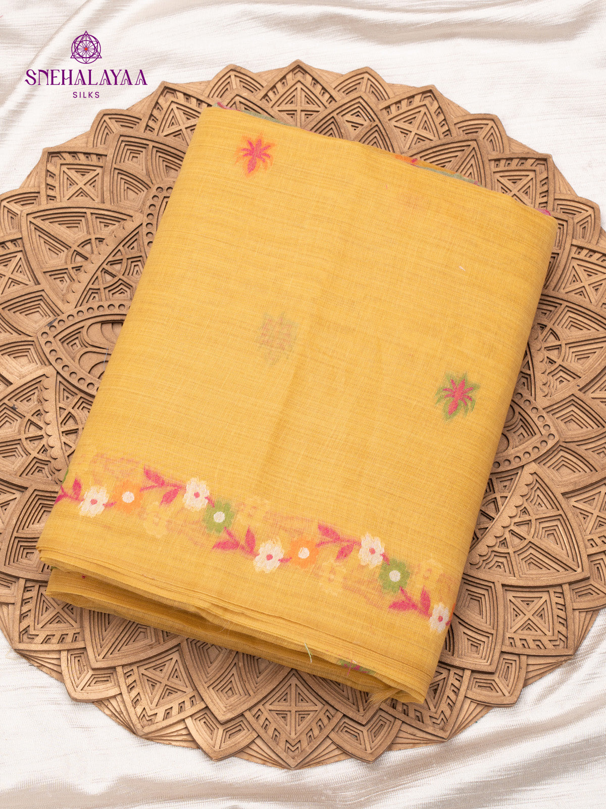 Yellow Munga Cotton Saree