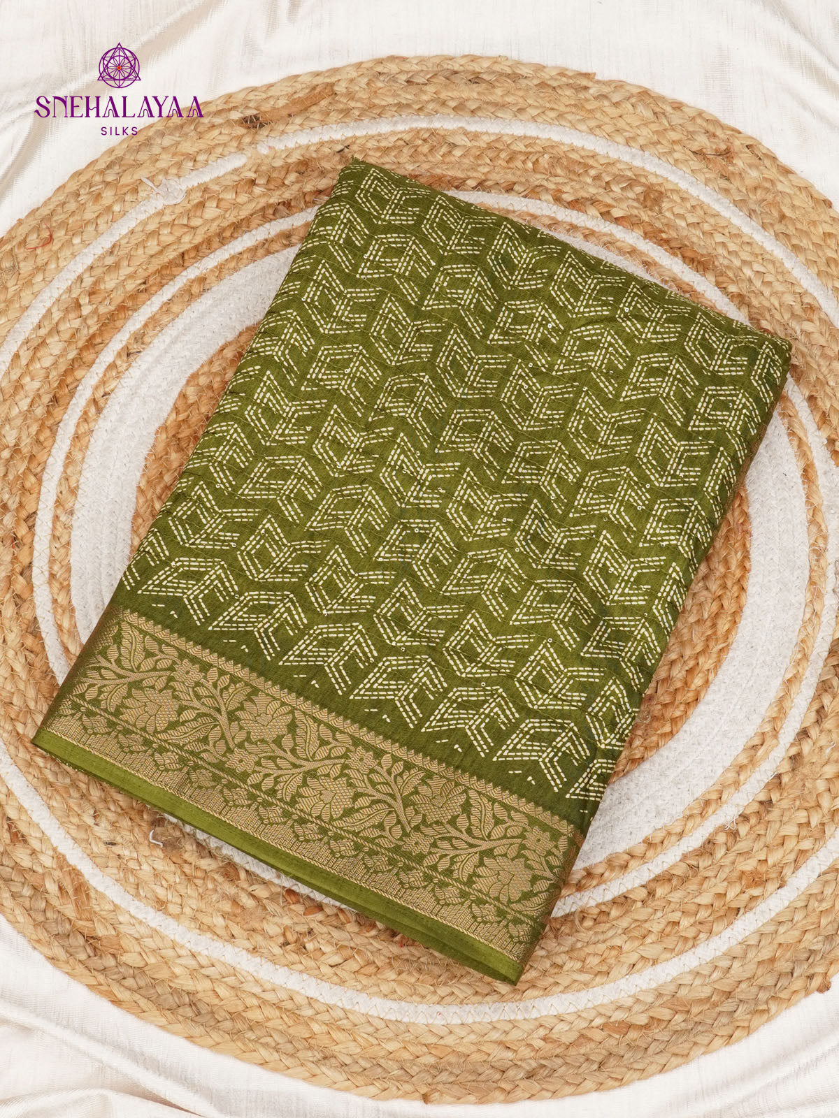 Olive Green Dola Silk Saree