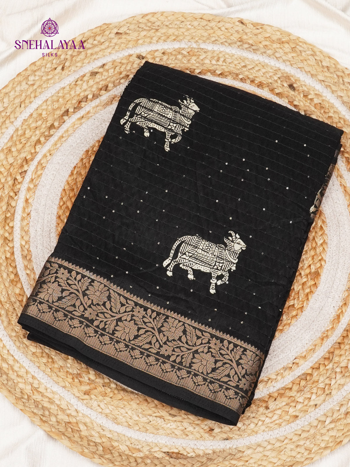 Black Dola Silk Saree