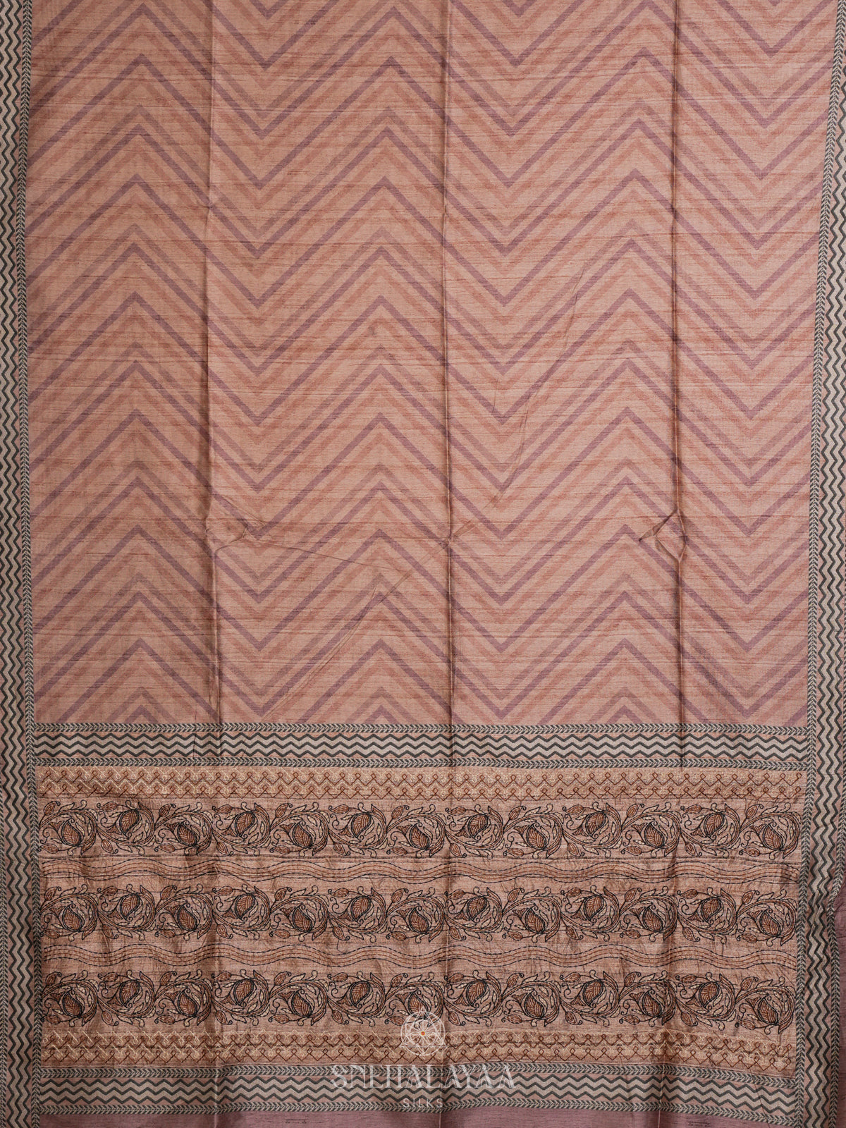 Orange Tussar Embroidery Saree