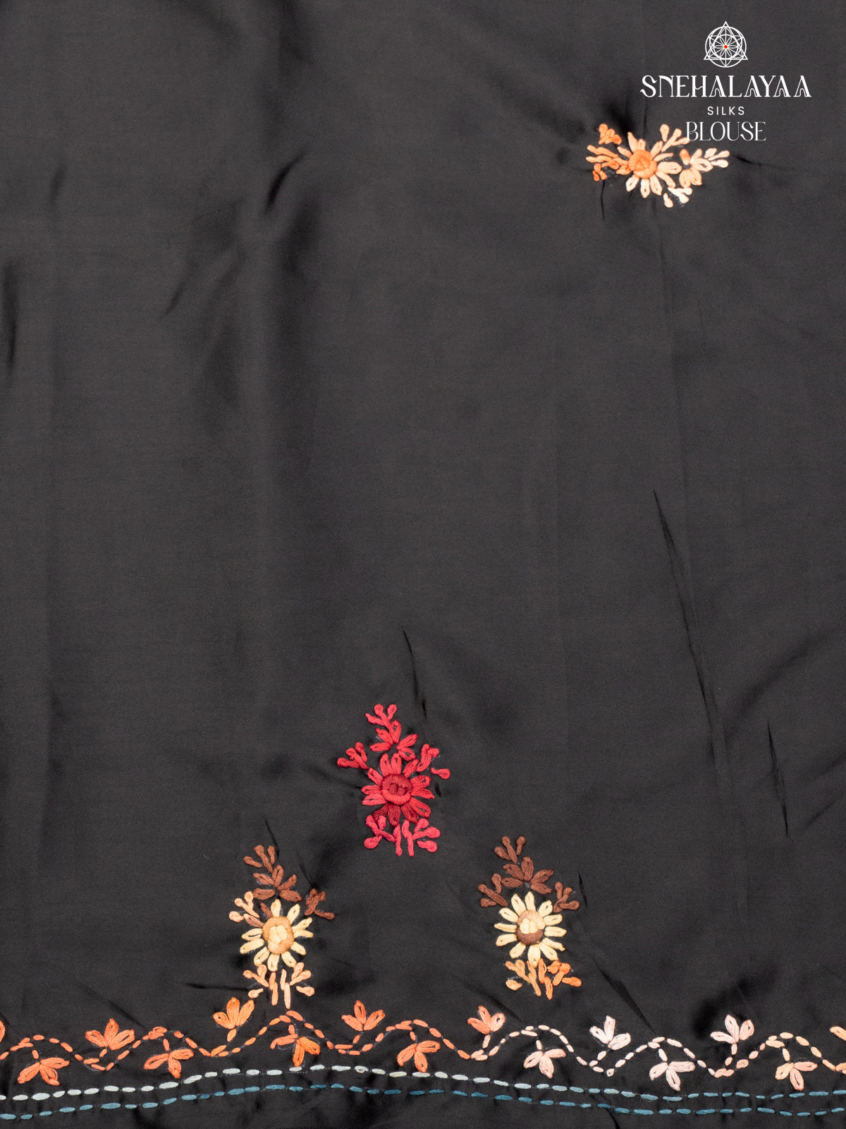 Black Satin Embroidery Saree