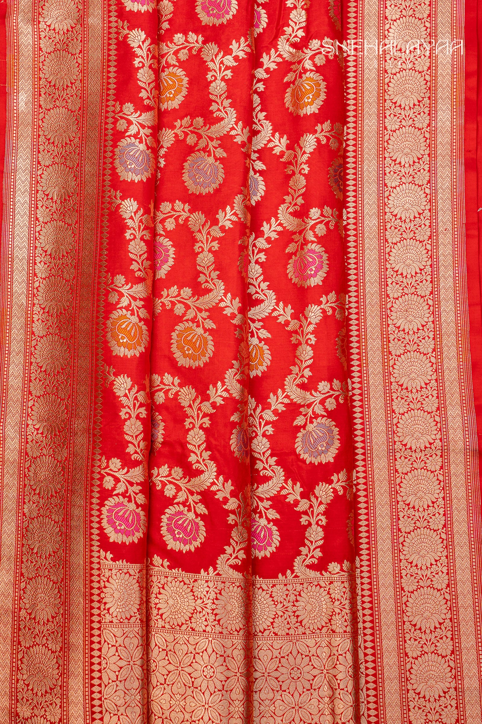 Rose Red Banaras Silk Saree