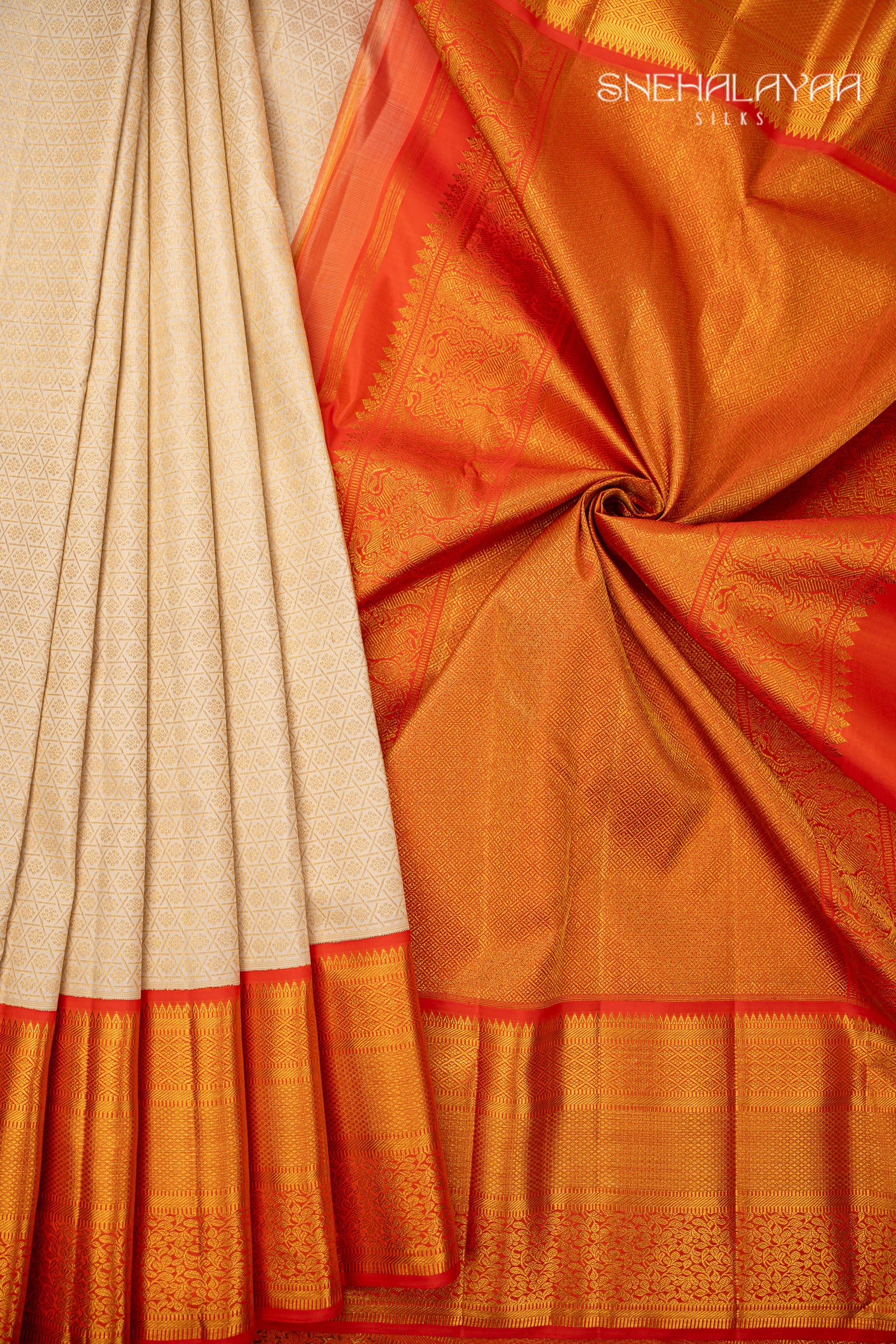 White Kancheevaram Silk Saree
